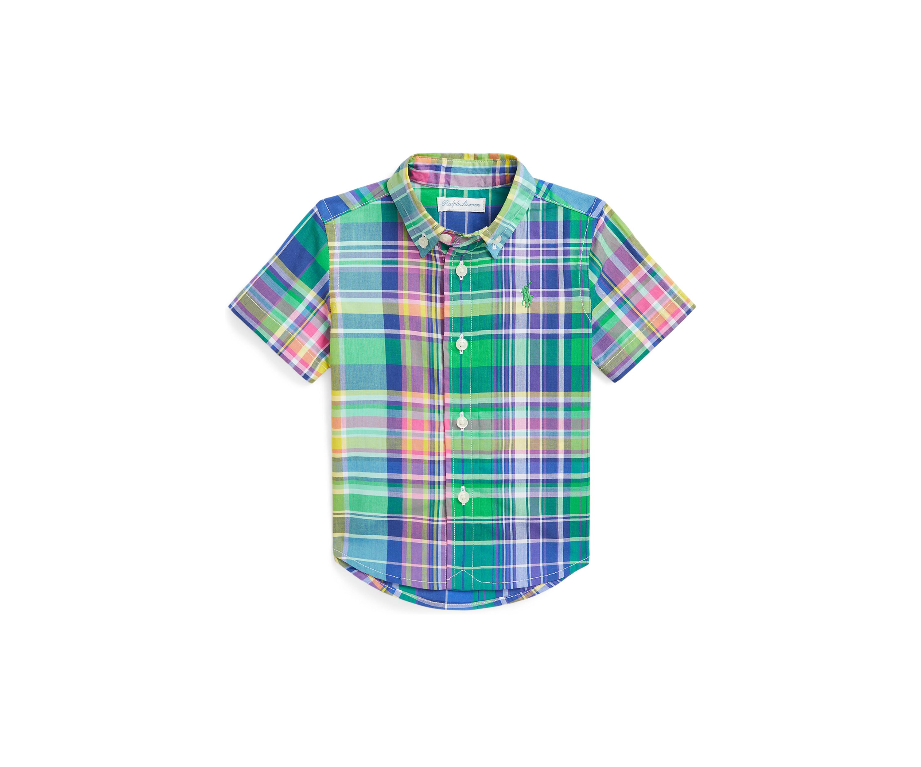 Baby Boys Gingham Cotton Poplin Short Sleeve Shirt