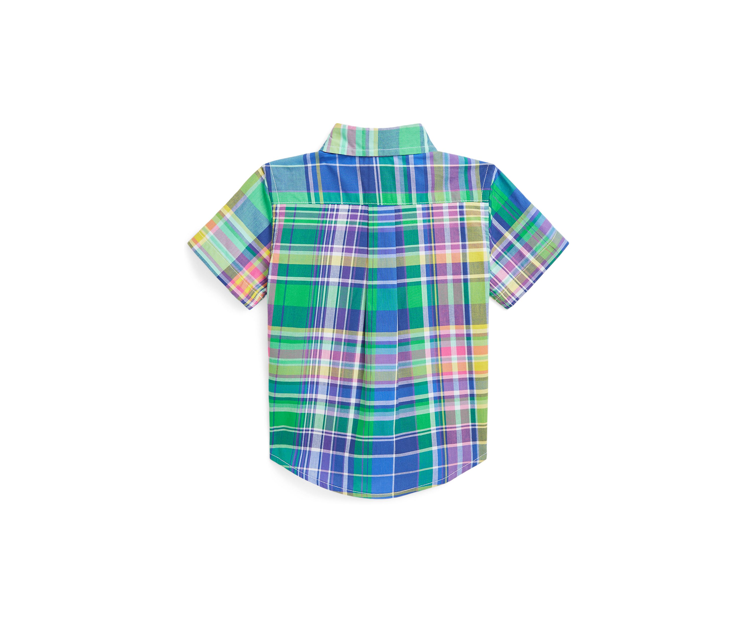 Baby Boys Gingham Cotton Poplin Short Sleeve Shirt