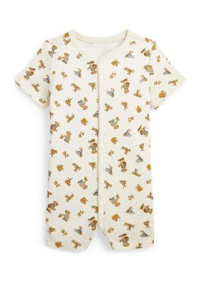Ralph Lauren Childrenswear Baby Boys Polo Bear Cotton Interlock Shortall, 3 Months -  0196231336428