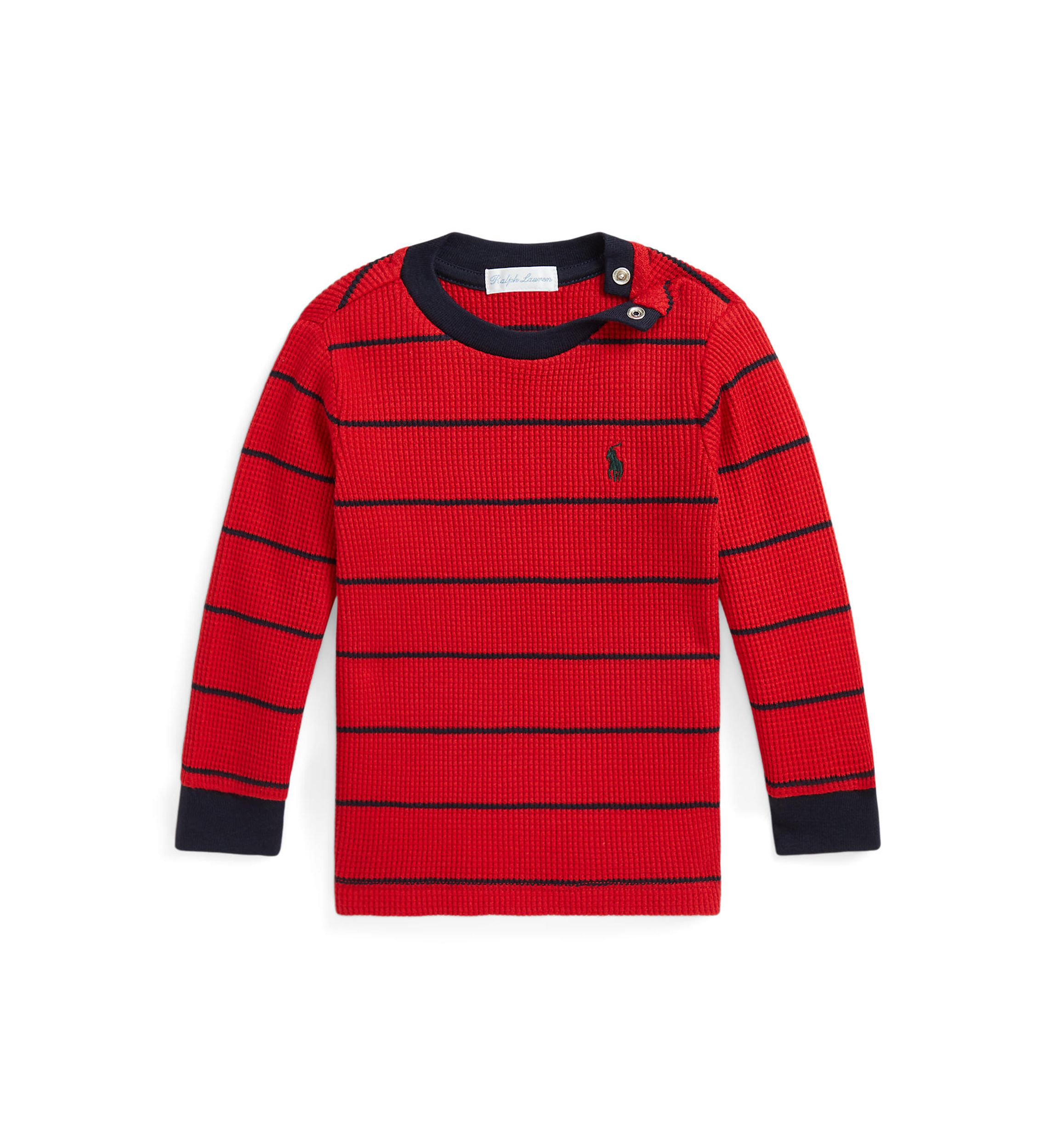 Baby Boys Striped Waffle Cotton Long Sleeve T-Shirt