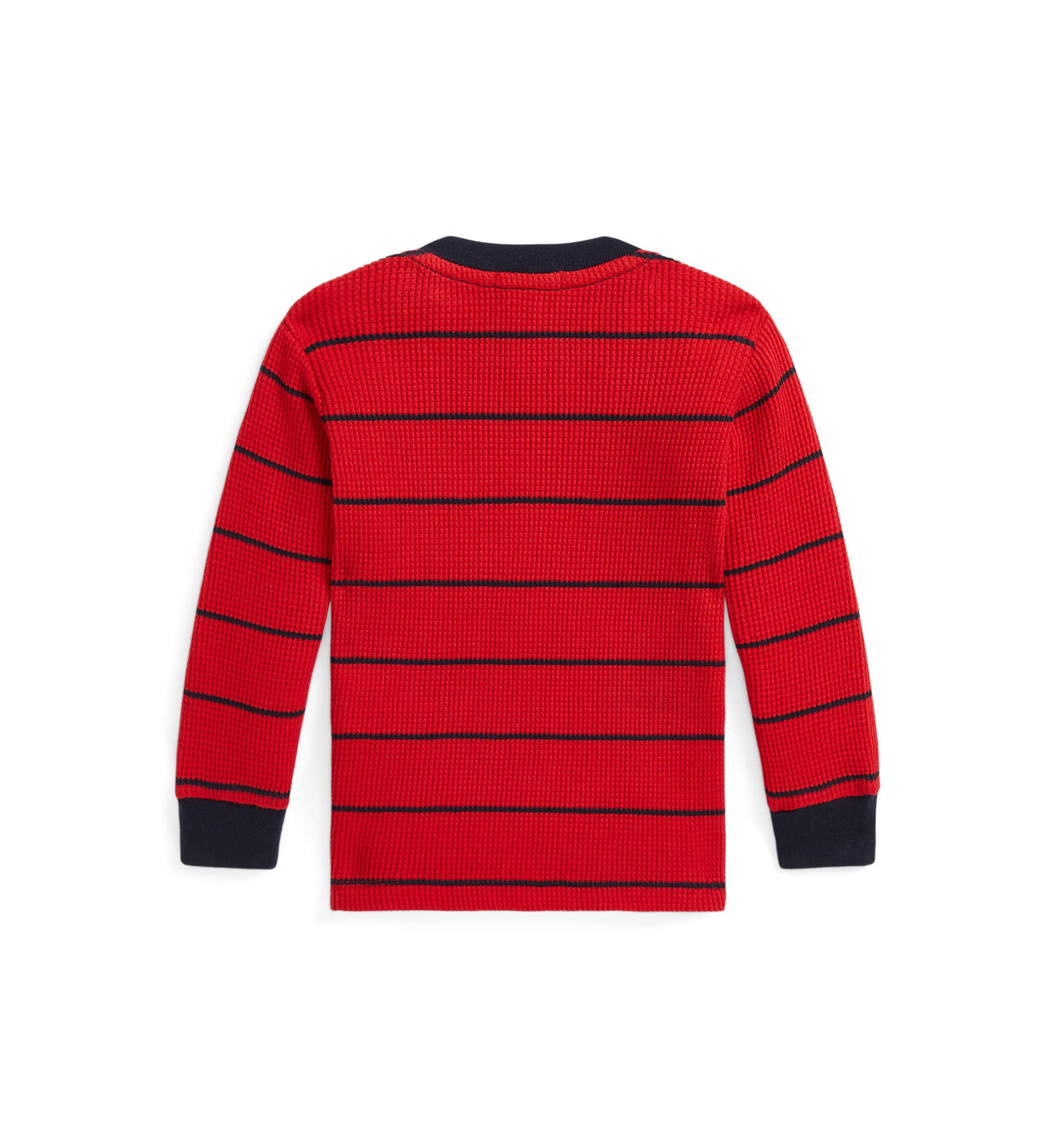 Baby Boys Striped Waffle Cotton Long Sleeve T-Shirt