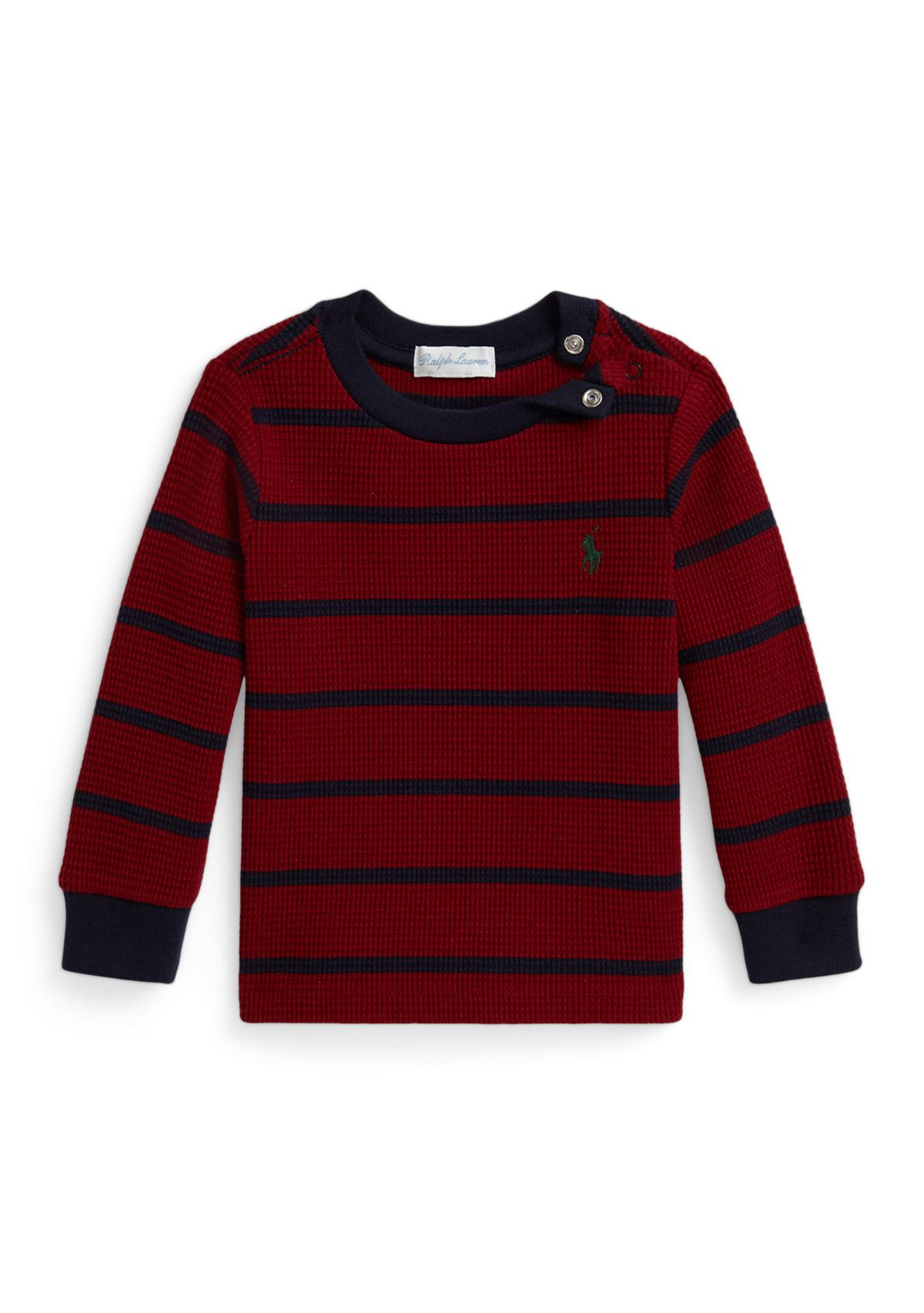 Baby Boys Striped Waffle Cotton Long-Sleeve Tee
