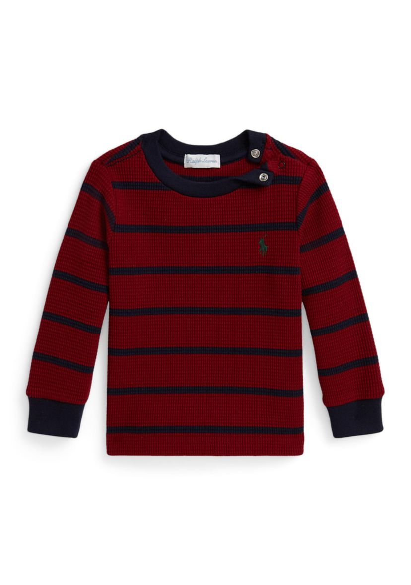 Baby Boys Striped Waffle Cotton Long-Sleeve Tee