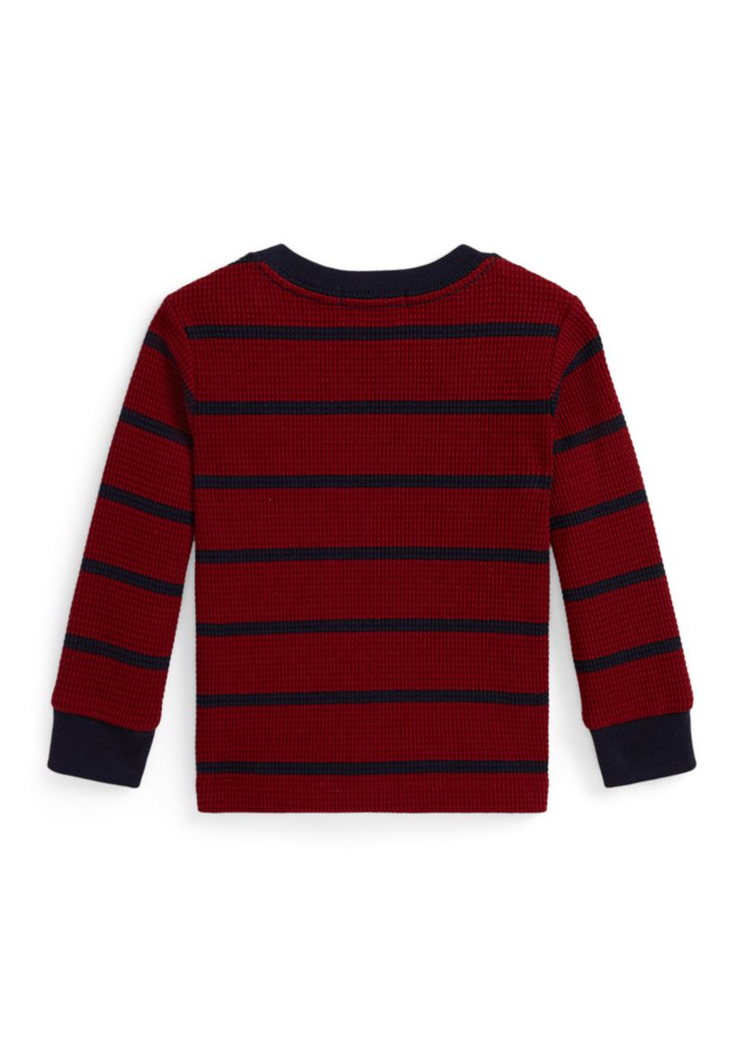 Baby Boys Striped Waffle Cotton Long-Sleeve Tee