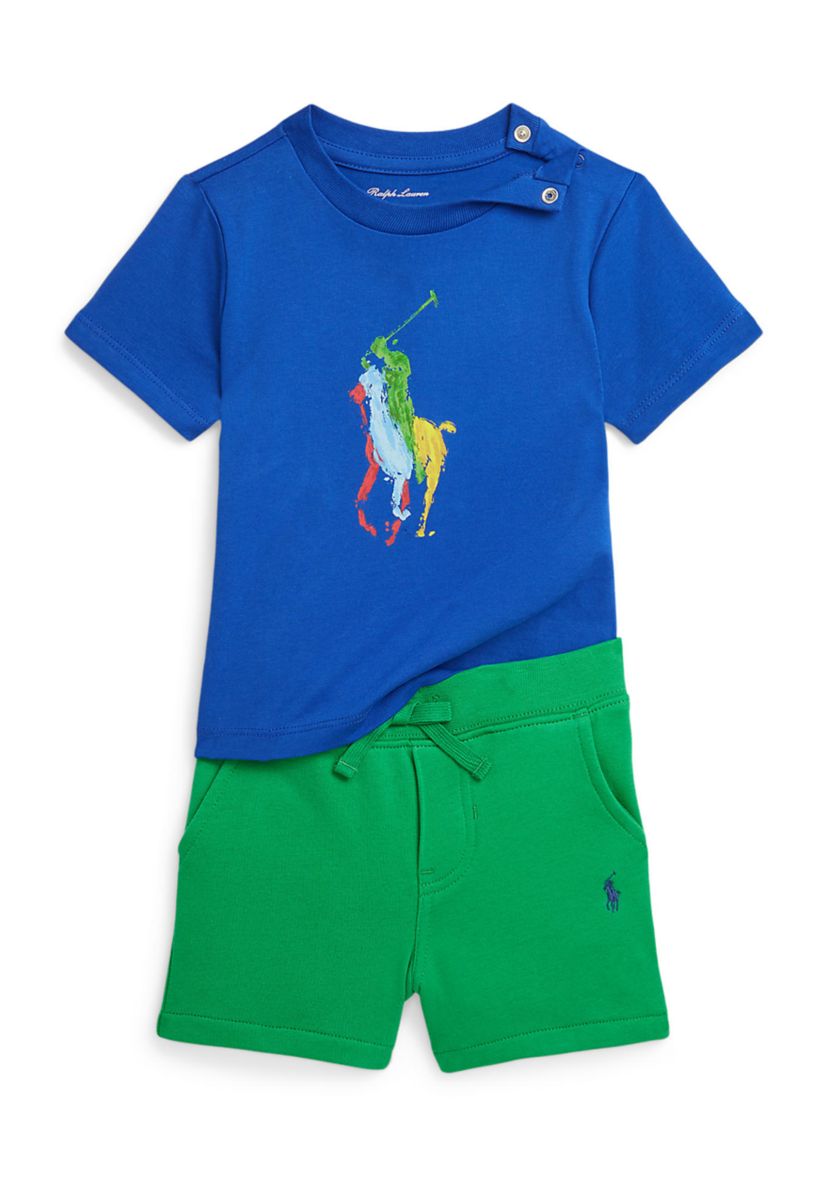 Baby Boys Big Pony Cotton Tee & Fleece Short Set
