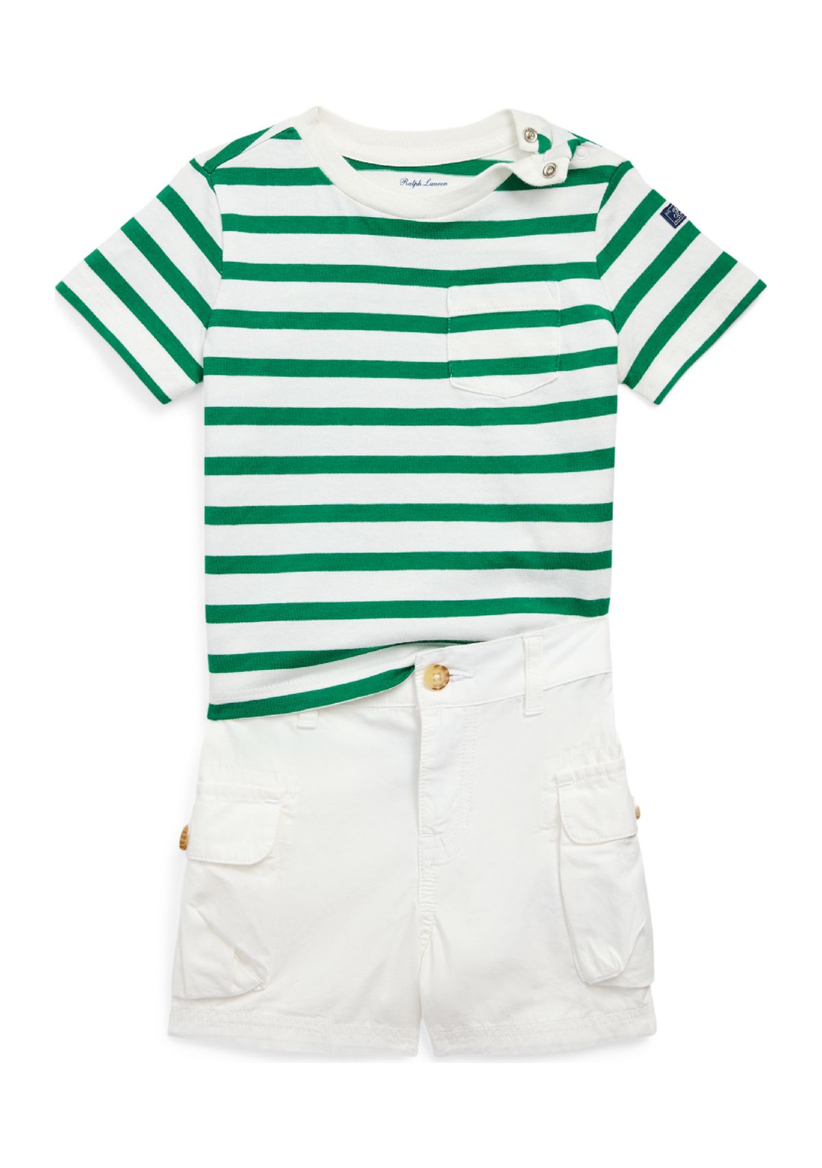 Baby Boys Striped Cotton Tee & Cargo Short Set