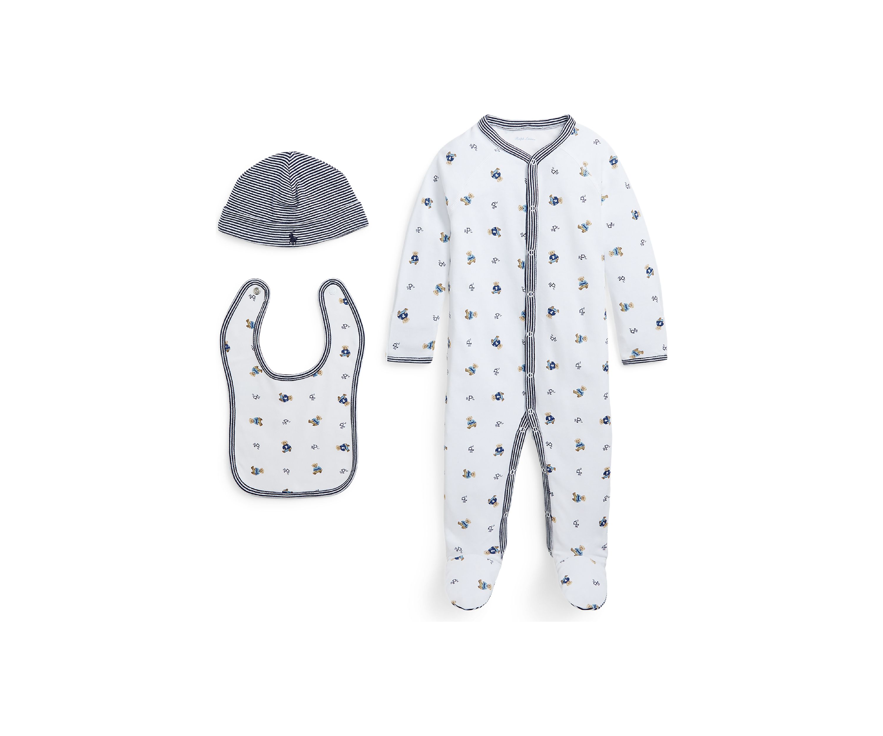 Baby Boys Polo Bear Cotton 3 Piece Gift Set