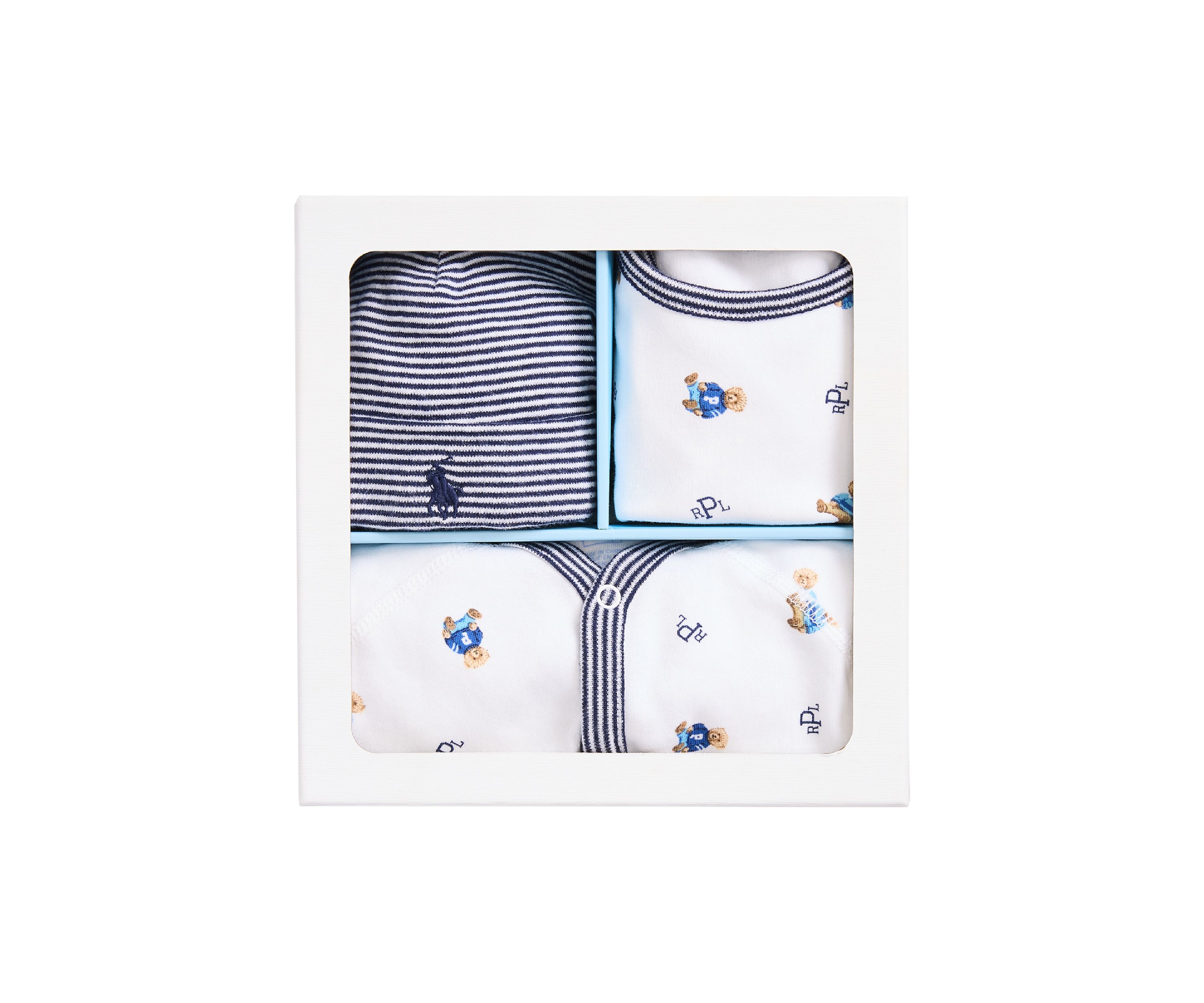 Baby Boys Polo Bear Cotton 3 Piece Gift Set