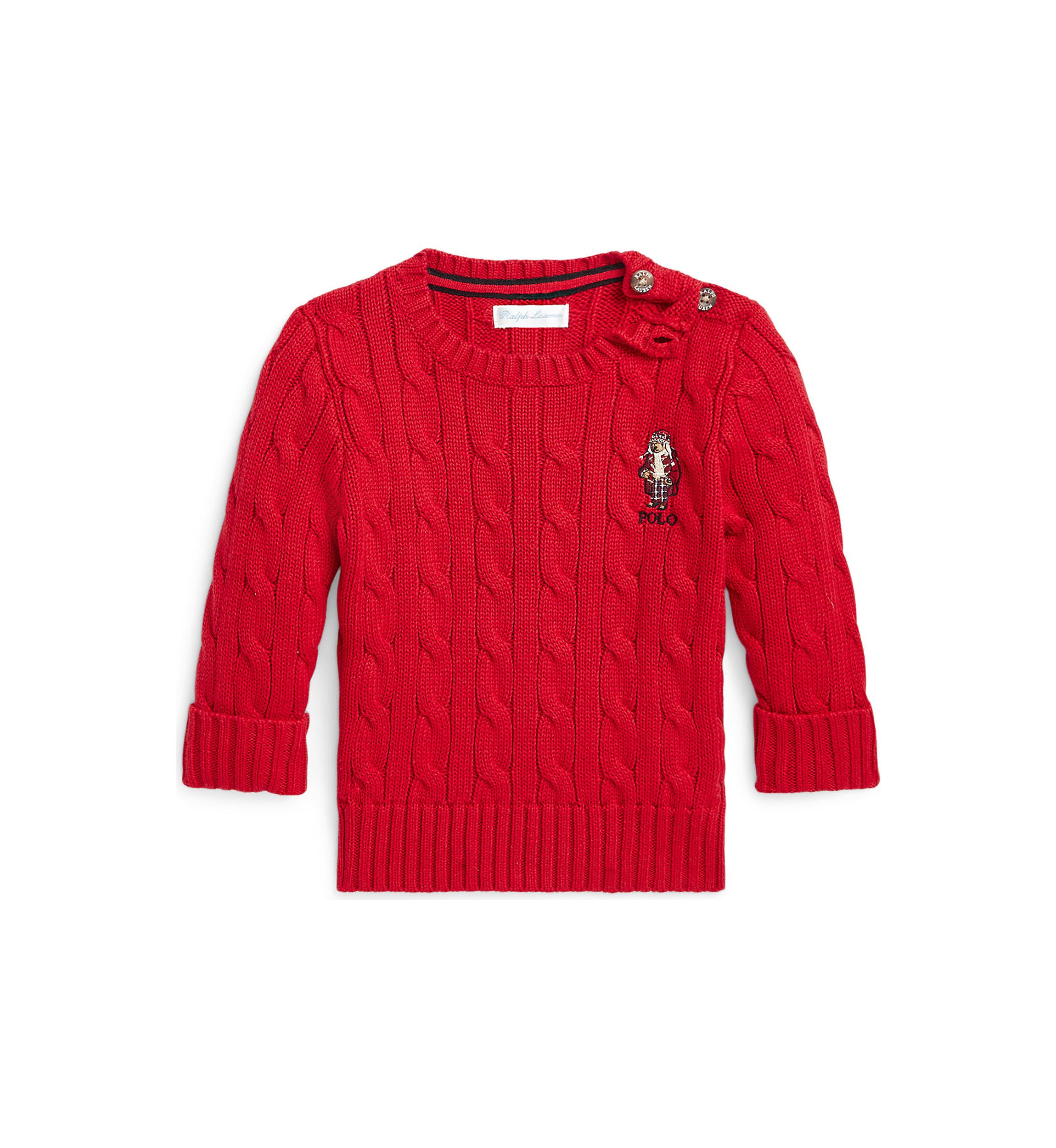 Baby Boys Polo Bear Cable Knit Cotton Sweater
