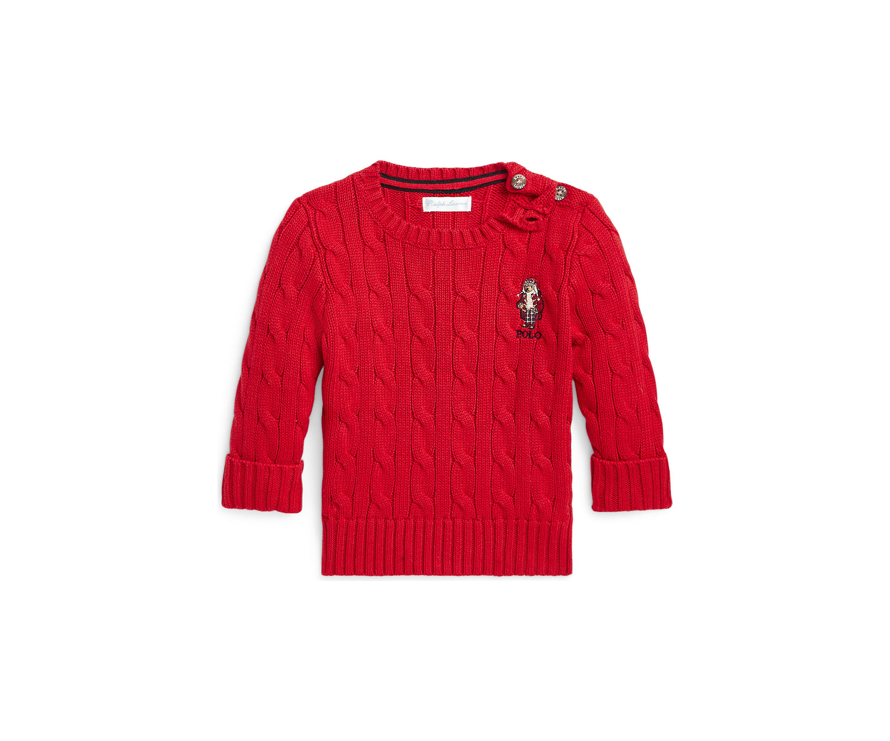 Baby Boys Polo Bear Cable Knit Cotton Sweater