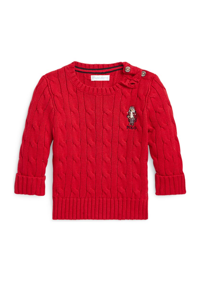 Baby Boys Polo Bear Cable Knit Cotton Sweater