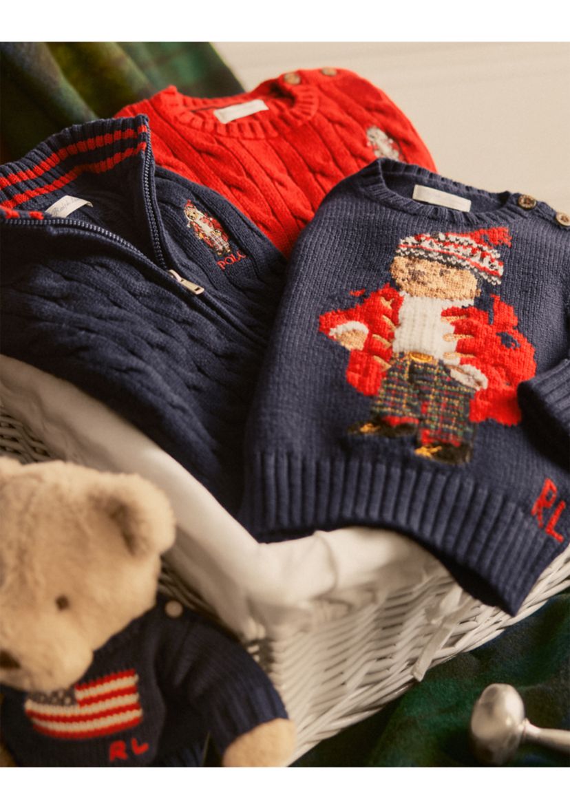Baby Boys Polo Bear Cable Knit Cotton Sweater