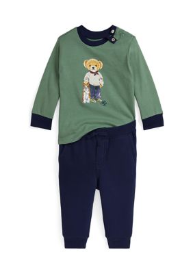 Ralph Lauren Childrenswear Baby Boys Polo Bear Jersey T-Shirt & Fleece Pants Set, 18 Months -  0196231808475