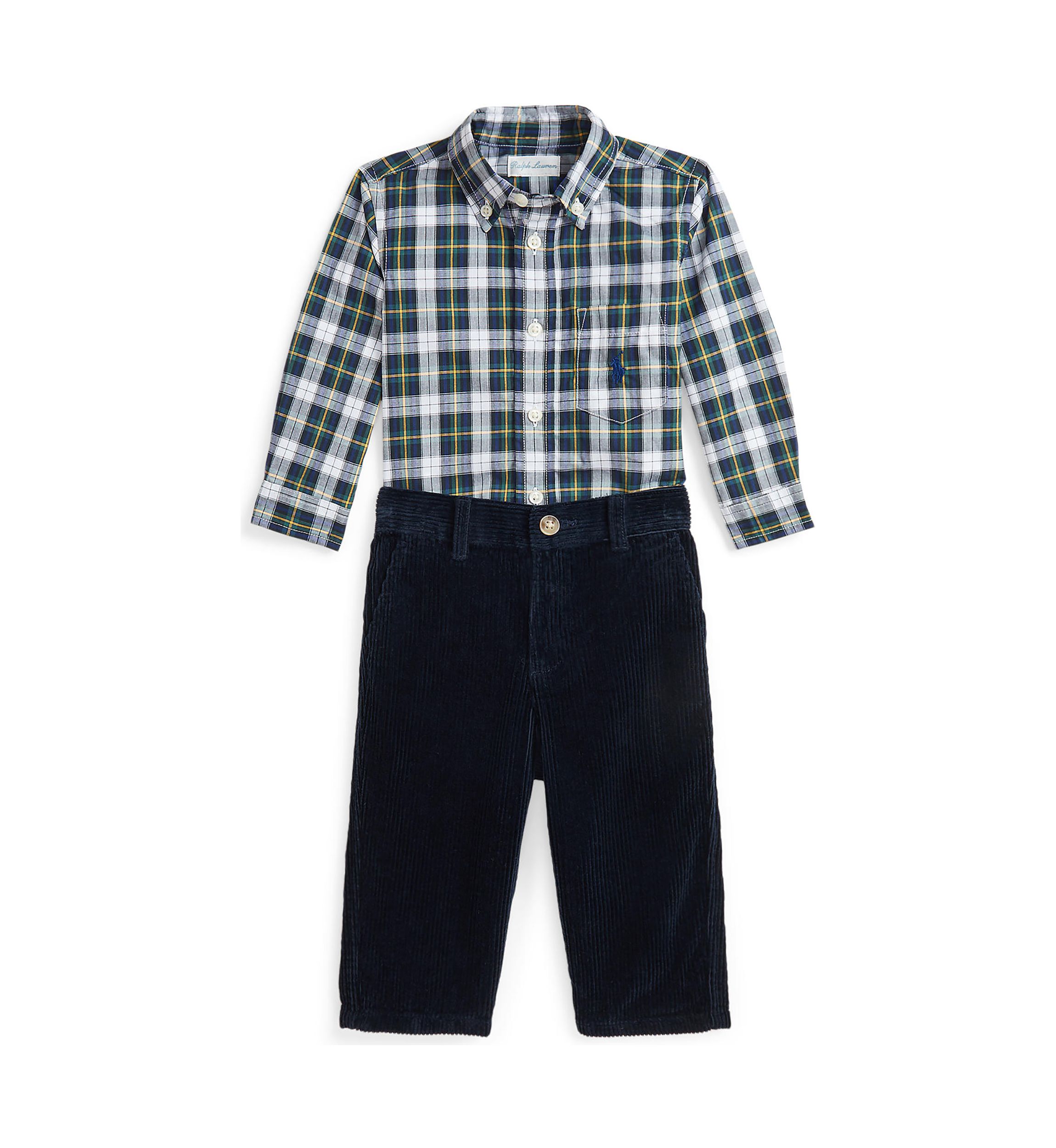 Baby Boys Plaid Poplin Shirt & Corduroy Pants Set