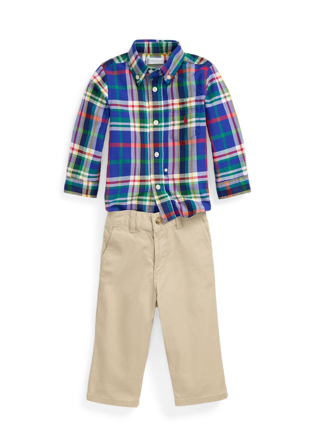 Baby Boys Plaid Oxford Shirt & Chino Pants Set