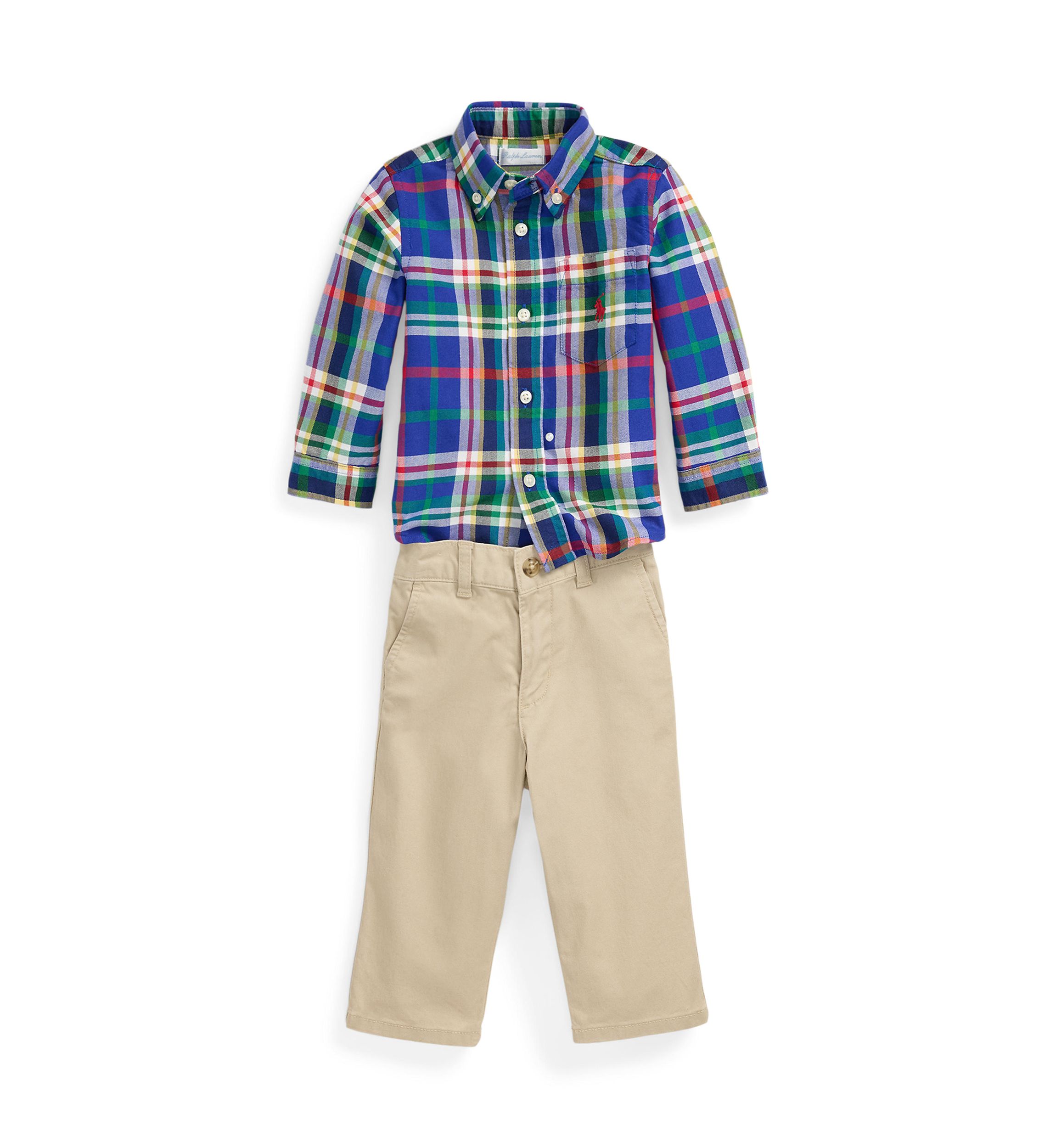 Baby Boys Plaid Oxford Shirt & Chino Pants Set