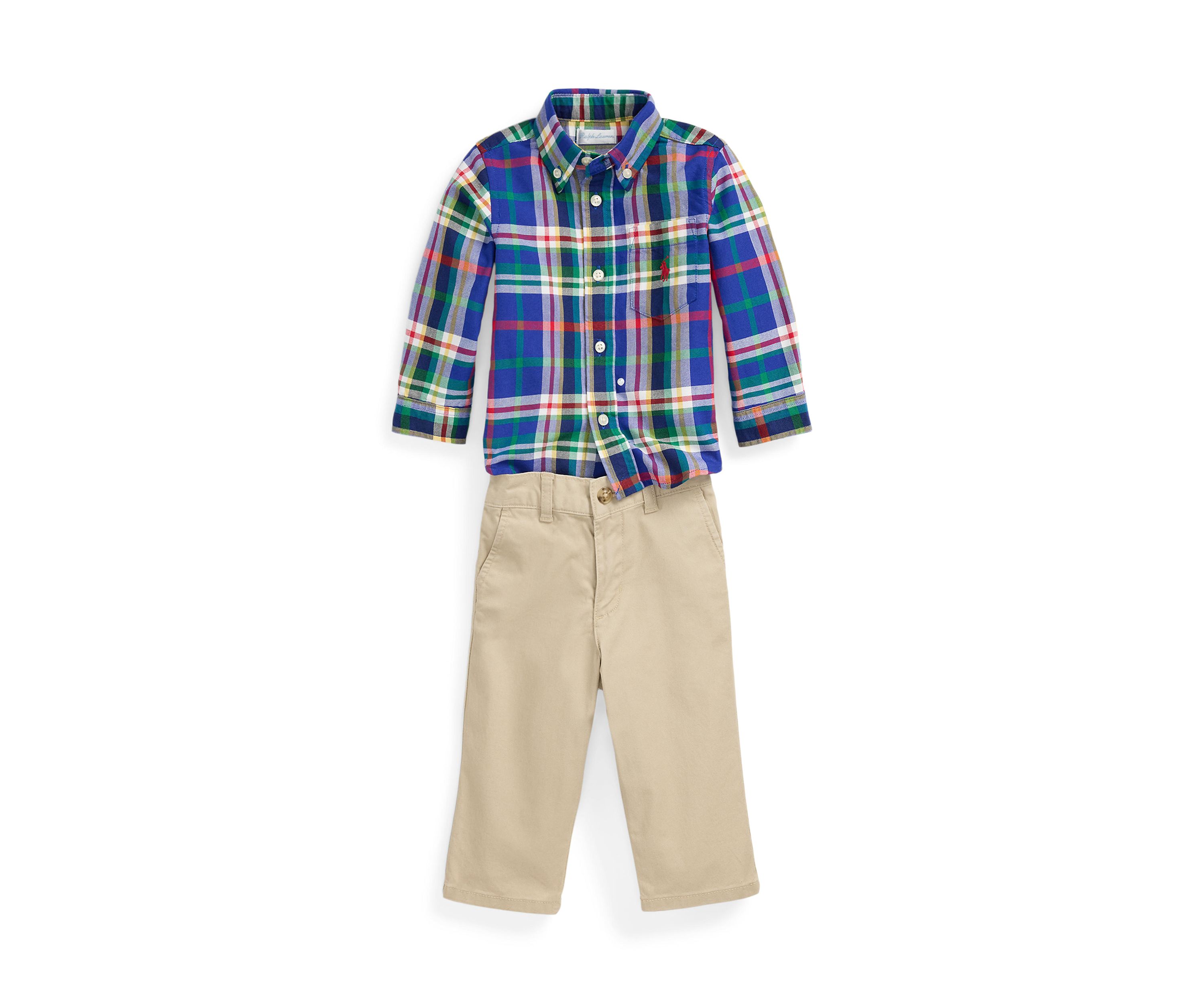 Baby Boys Plaid Oxford Shirt & Chino Pants Set