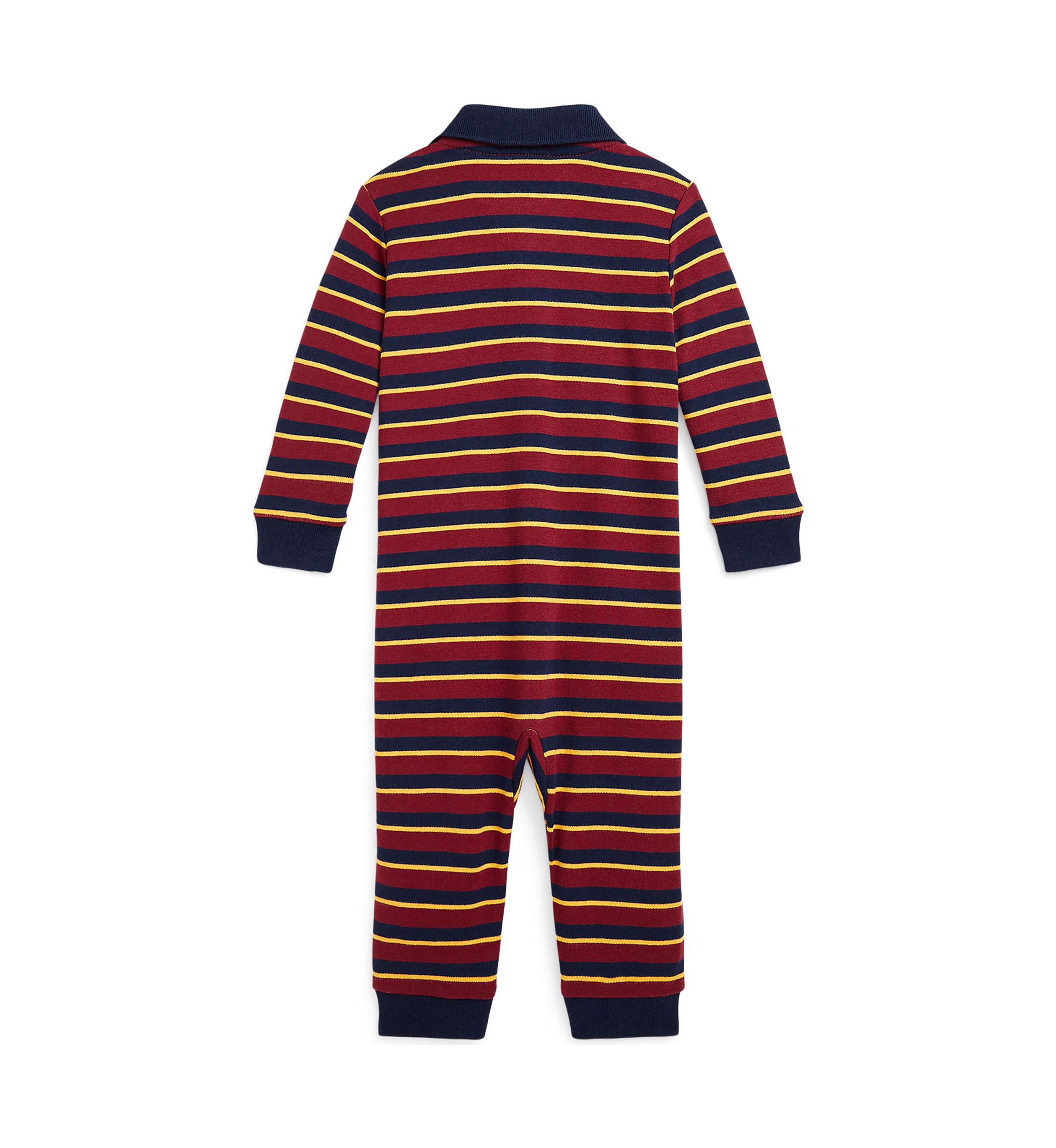 Baby Boys Striped Soft Cotton Polo Coverall