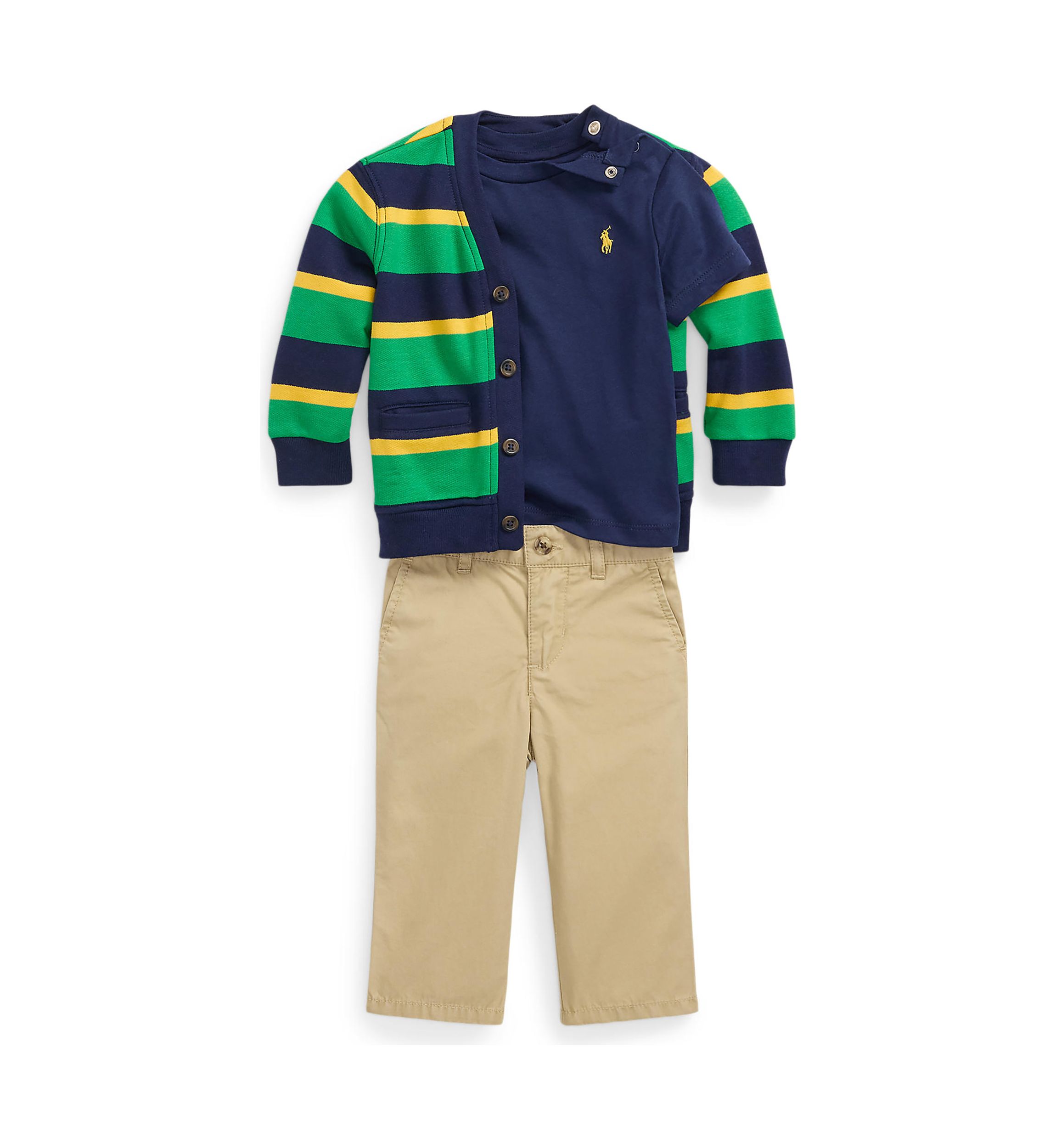 Baby Boys Jersey T-Shirt, Fleece Cardigan & Pants Set
