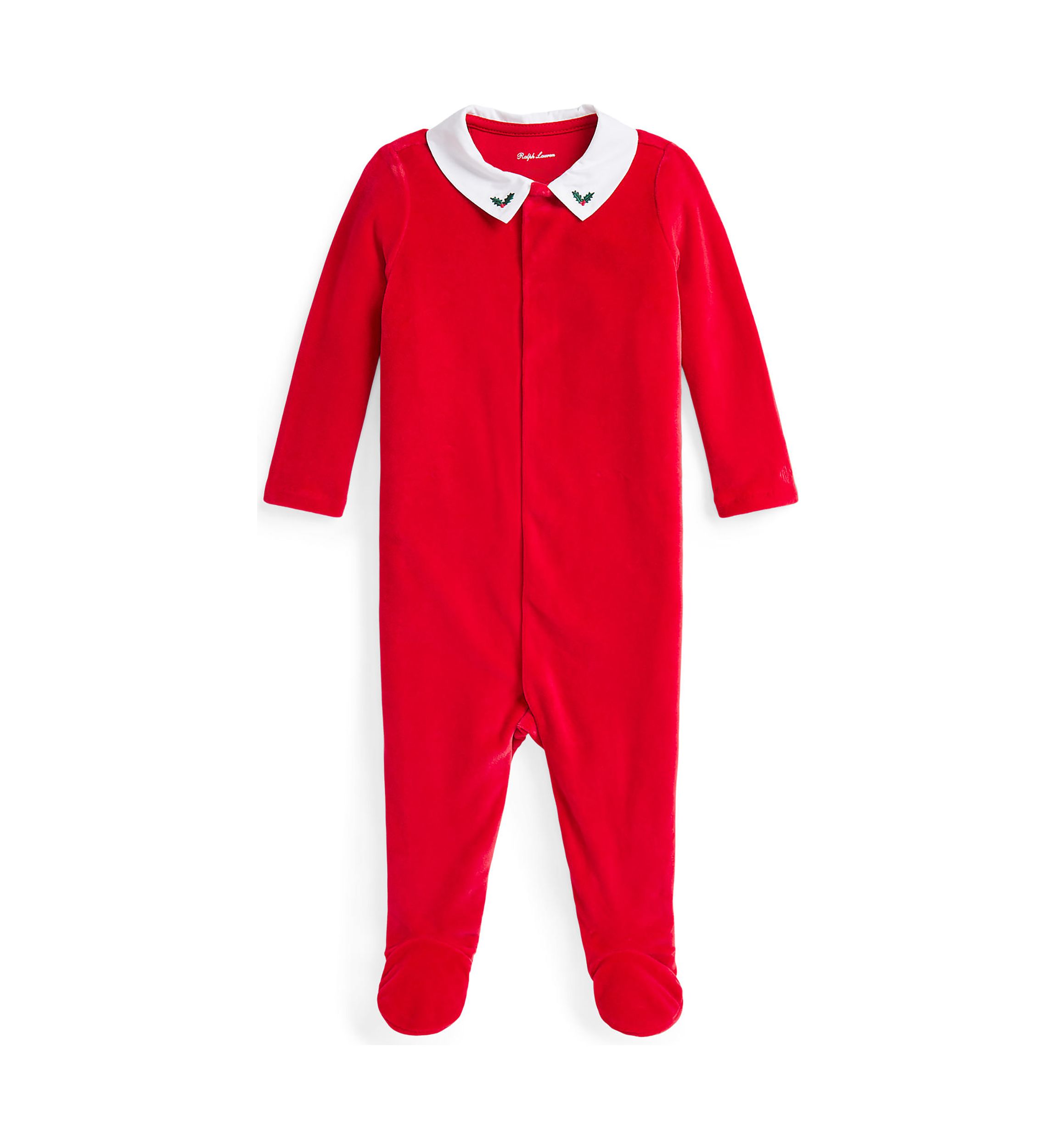 Baby Boys Embroidered Velour Footed Coverall