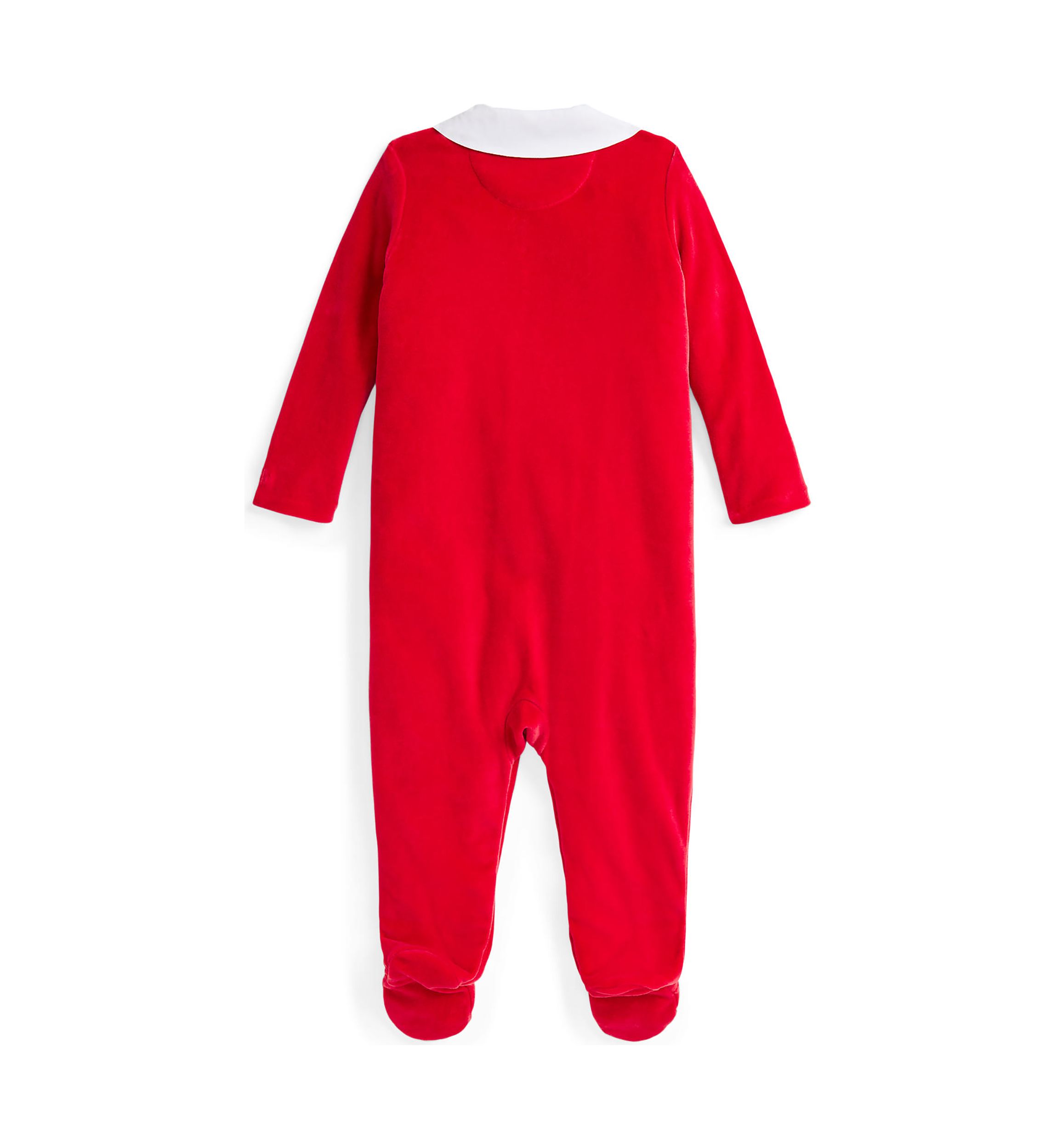 Baby Boys Embroidered Velour Footed Coverall