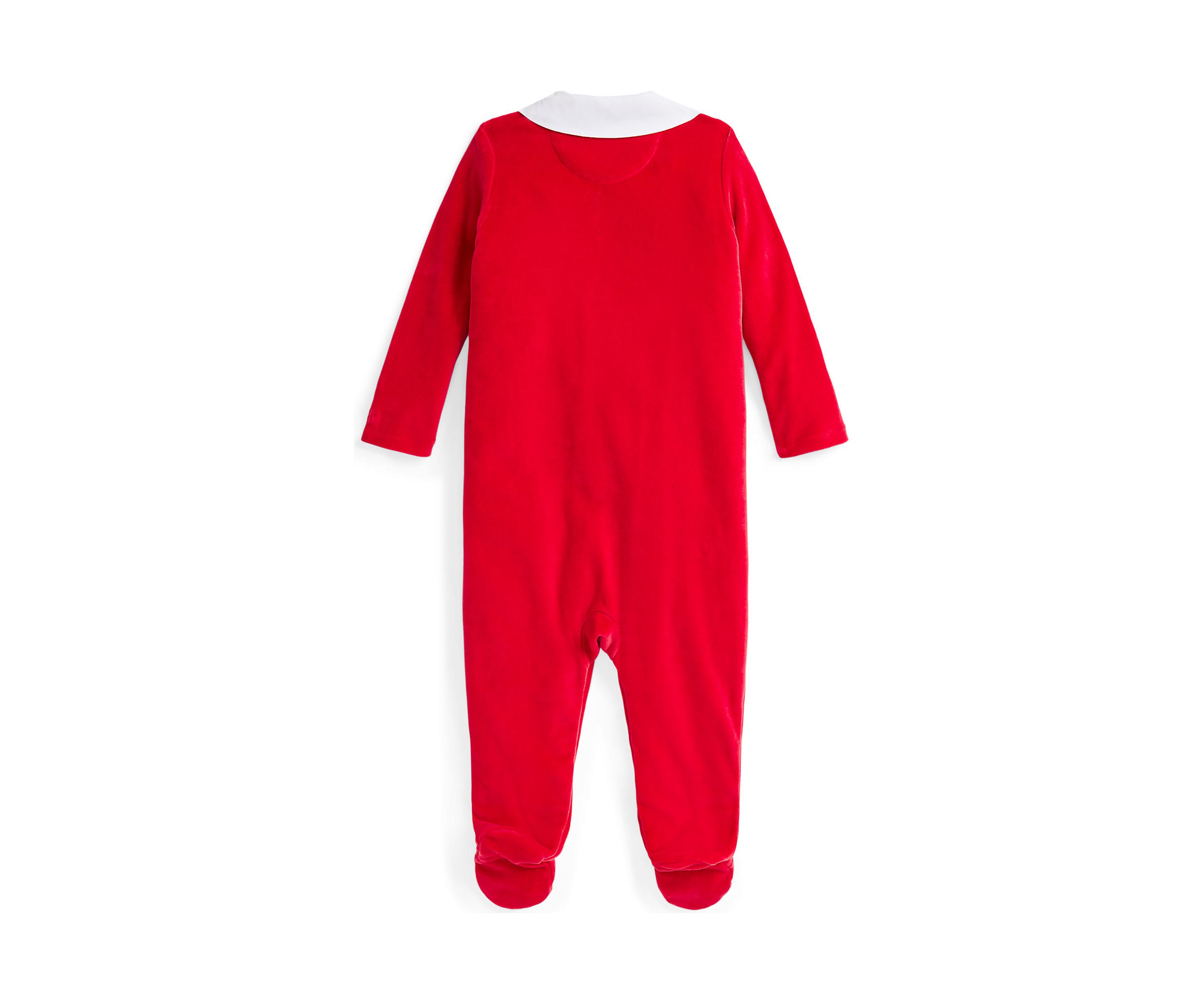 Baby Boys Embroidered Velour Footed Coverall