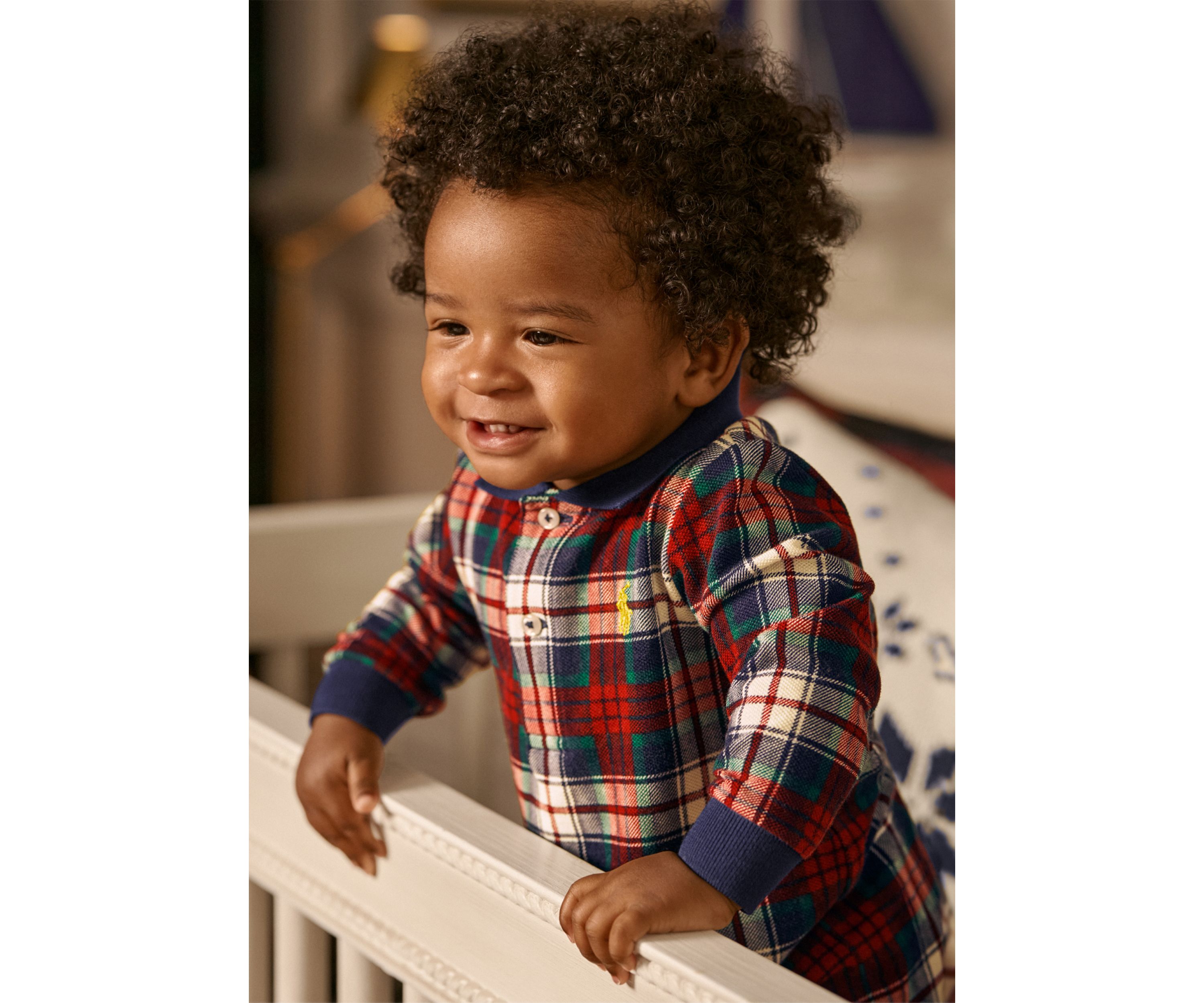 Baby Boys Plaid Cotton Mesh Polo Coverall