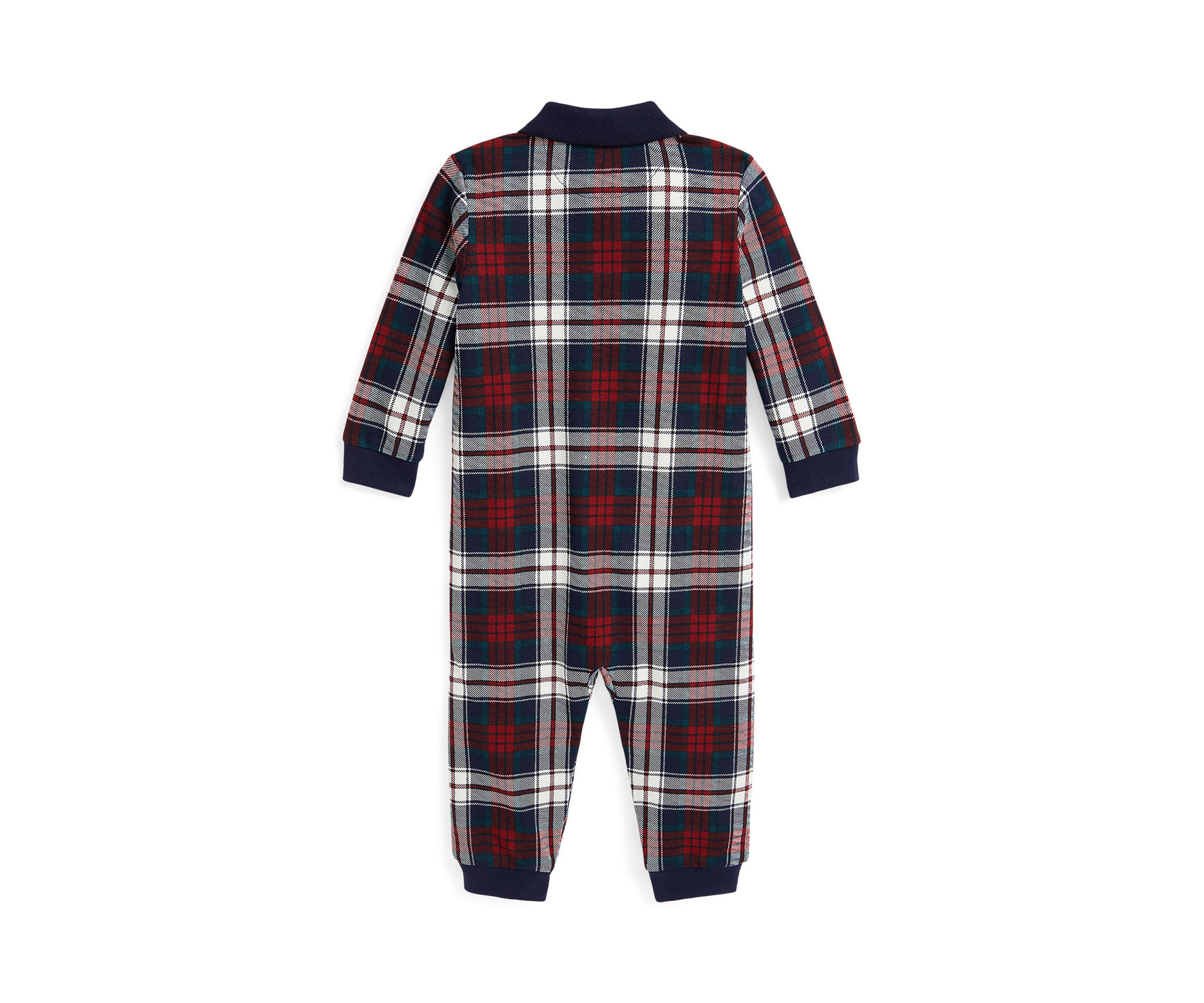 Baby Boys Plaid Cotton Mesh Polo Coverall