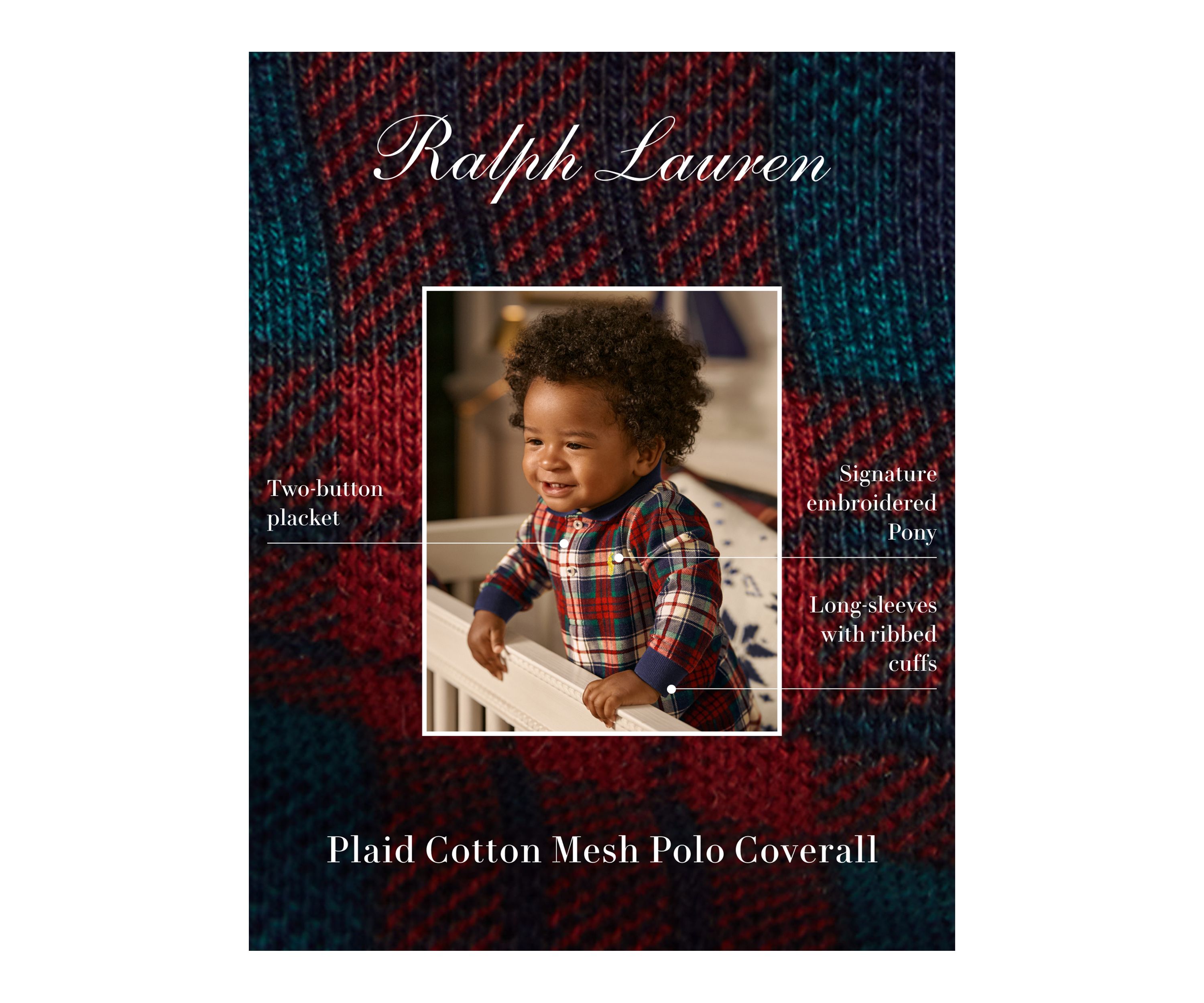 Baby Boys Plaid Cotton Mesh Polo Coverall