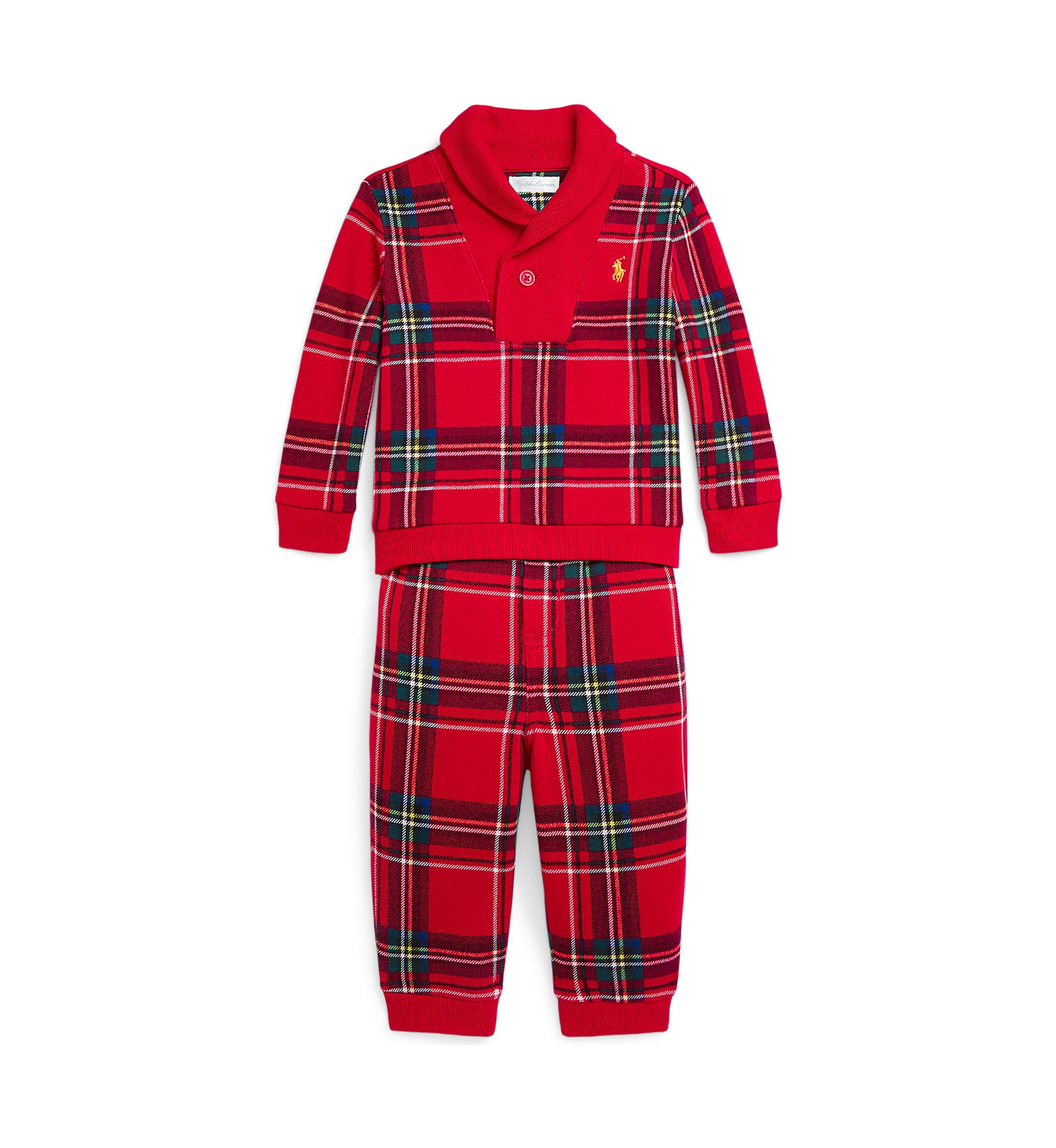 Baby Boys Plaid Fleece Pullover & Jogger Pants Set