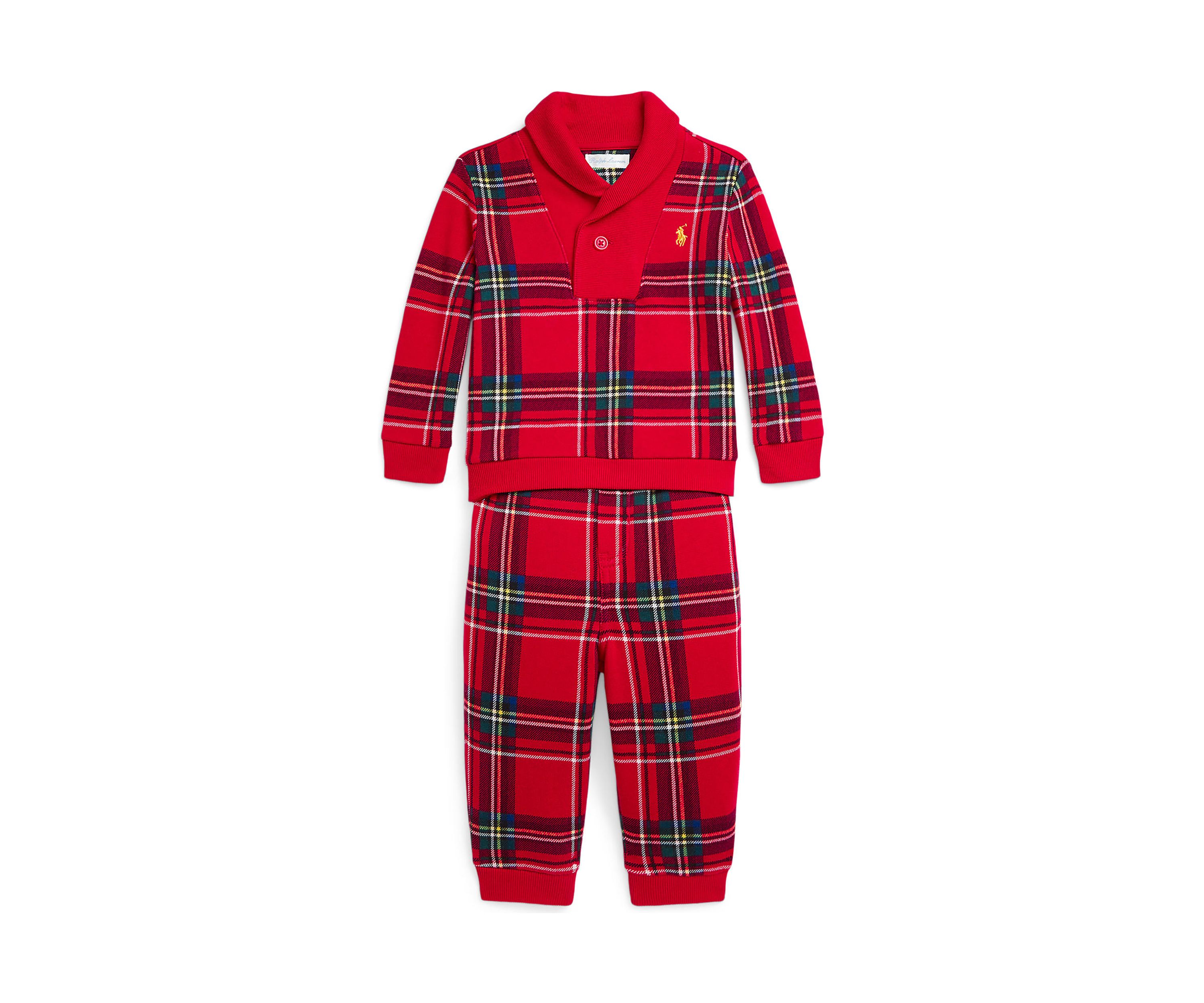 Baby Boys Plaid Fleece Pullover & Jogger Pants Set
