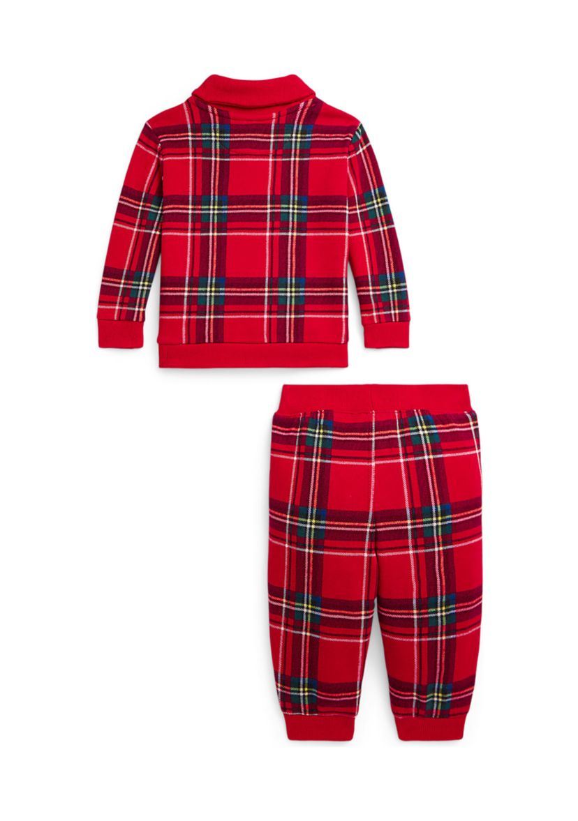 Baby Boys Plaid Fleece Pullover & Jogger Pants Set
