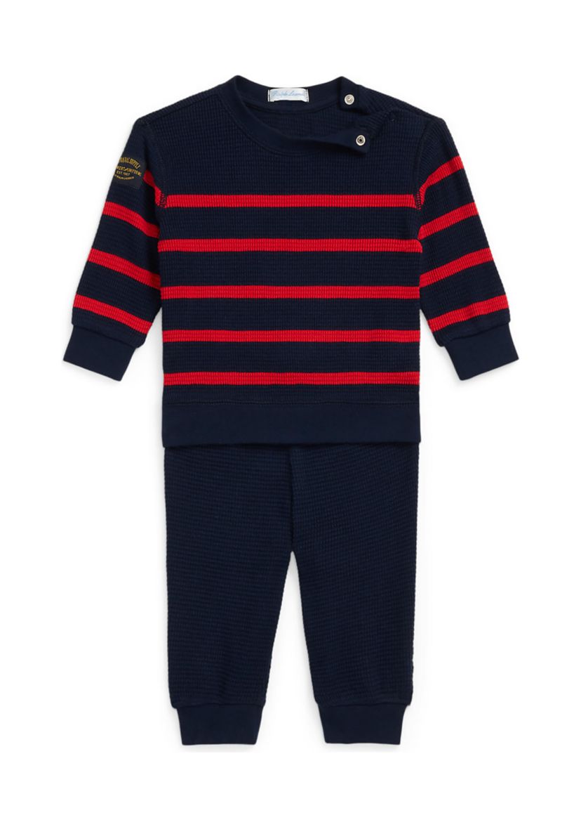 Baby Boys Waffle Knit Sweater and Pants Set