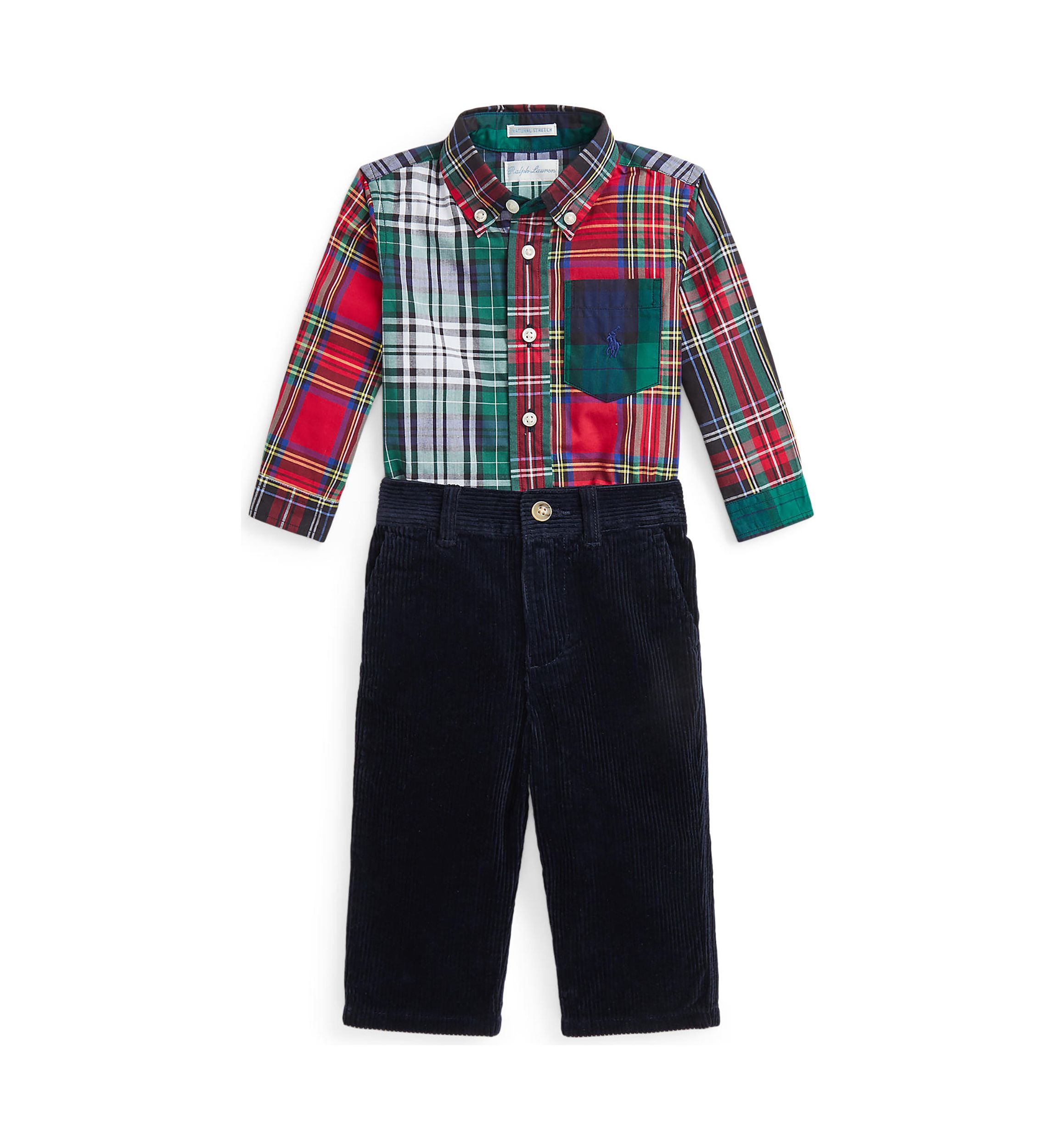 Baby Boys Cotton Fun Shirt & Corduroy Pants Set