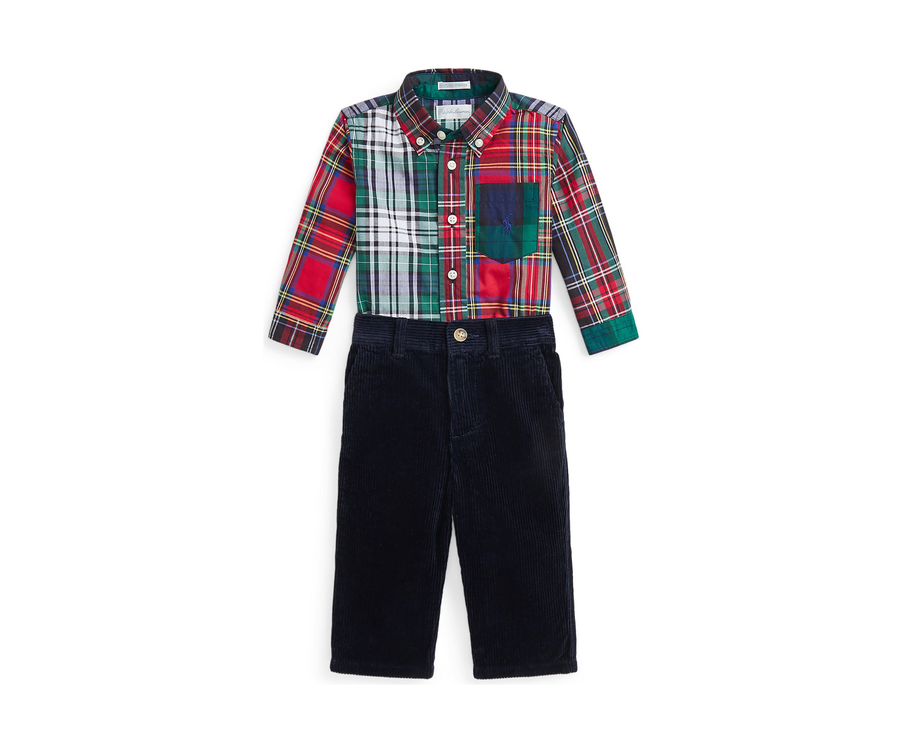 Baby Boys Cotton Fun Shirt & Corduroy Pants Set
