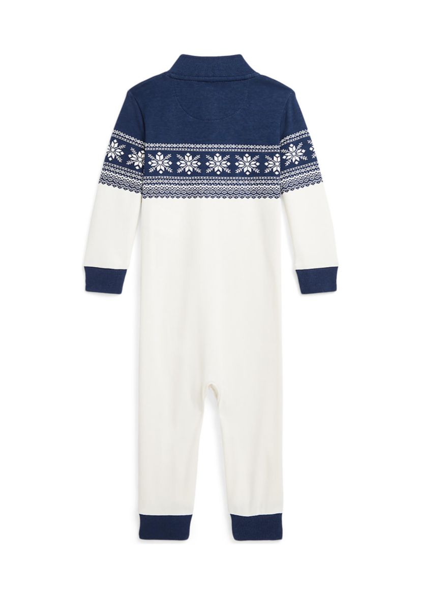 Baby Boys Snowflake Cotton Interlock Coverall