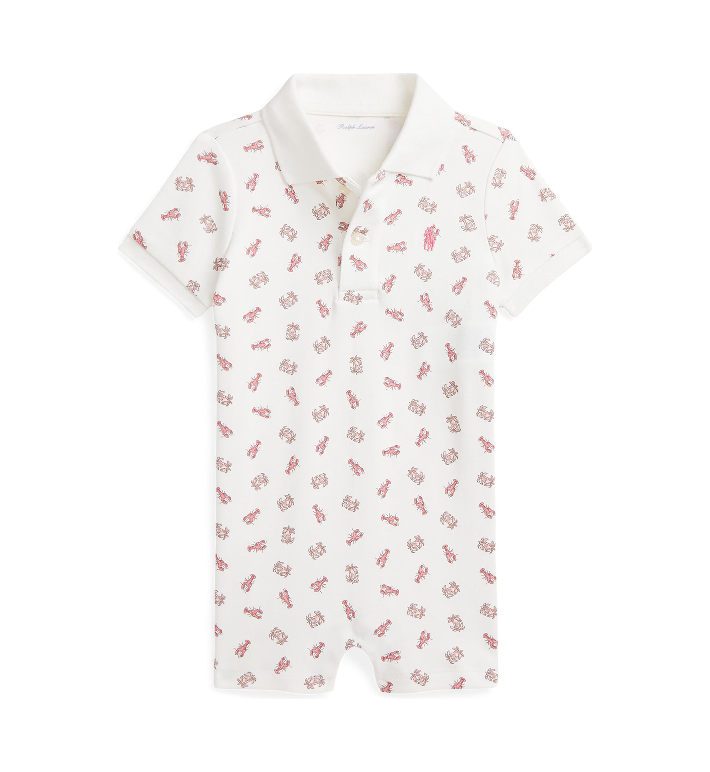 Baby Boys Crab Print Soft Cotton Polo Shortall