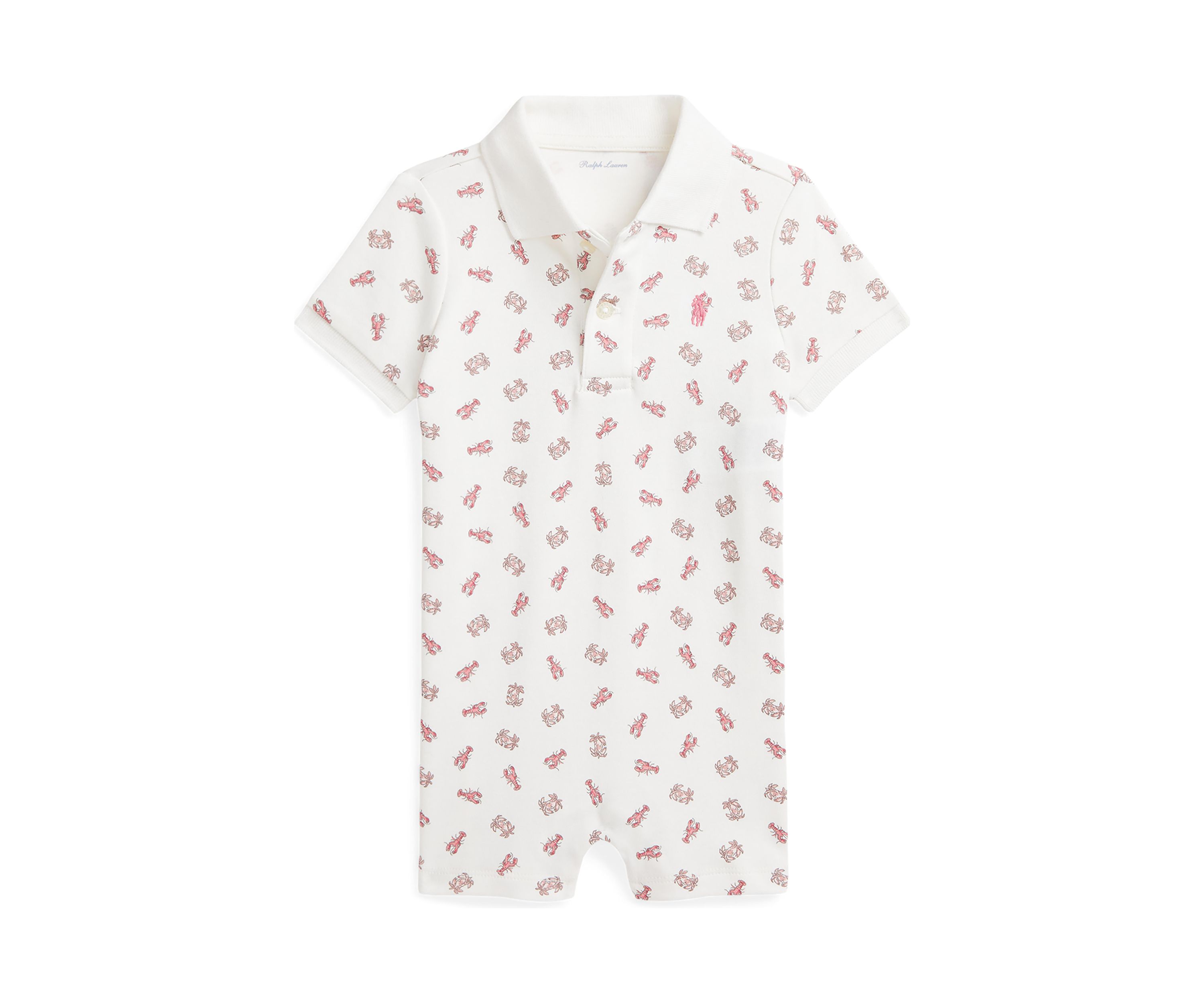 Baby Boys Crab Print Soft Cotton Polo Shortall