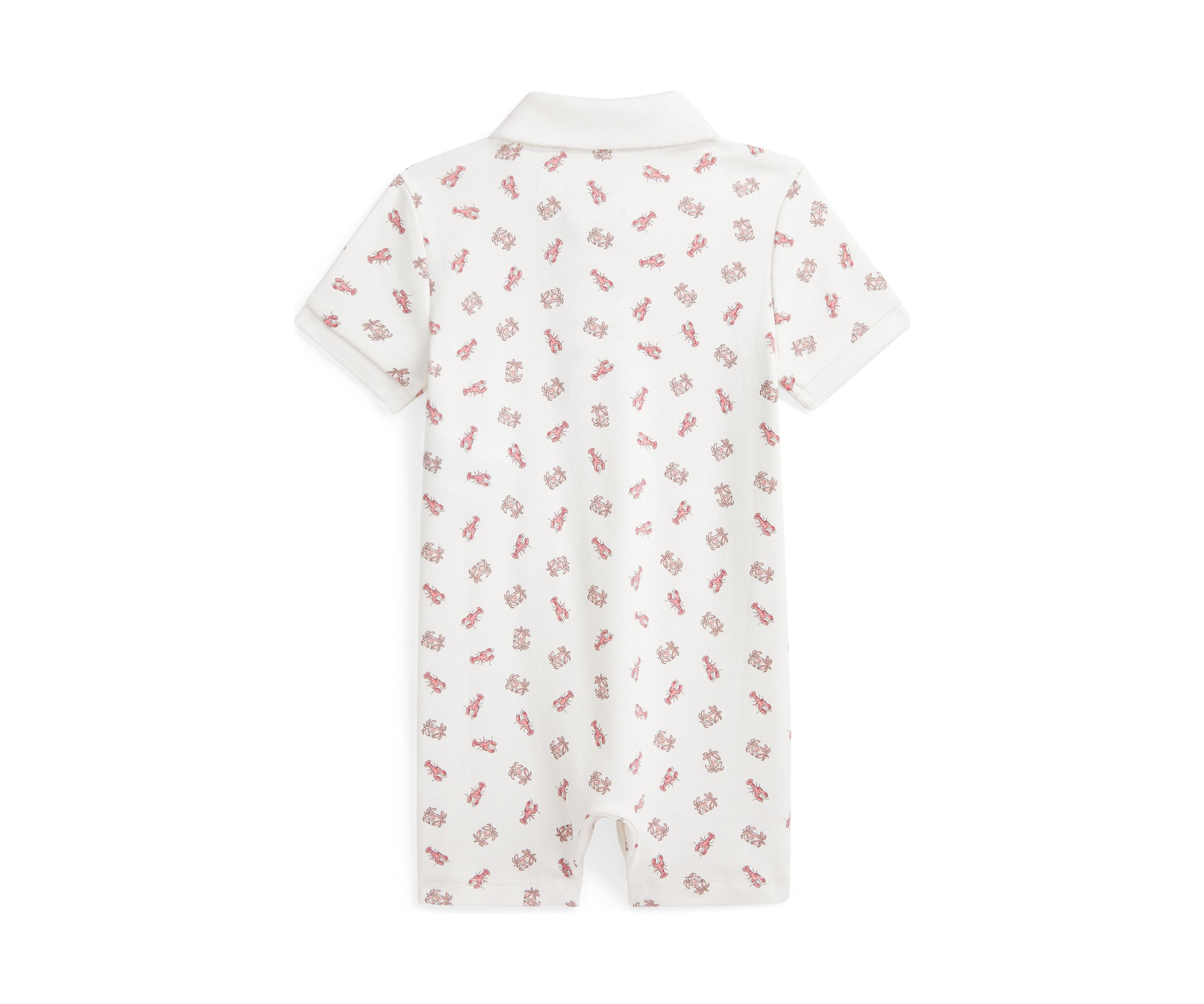 Baby Boys Crab Print Soft Cotton Polo Shortall