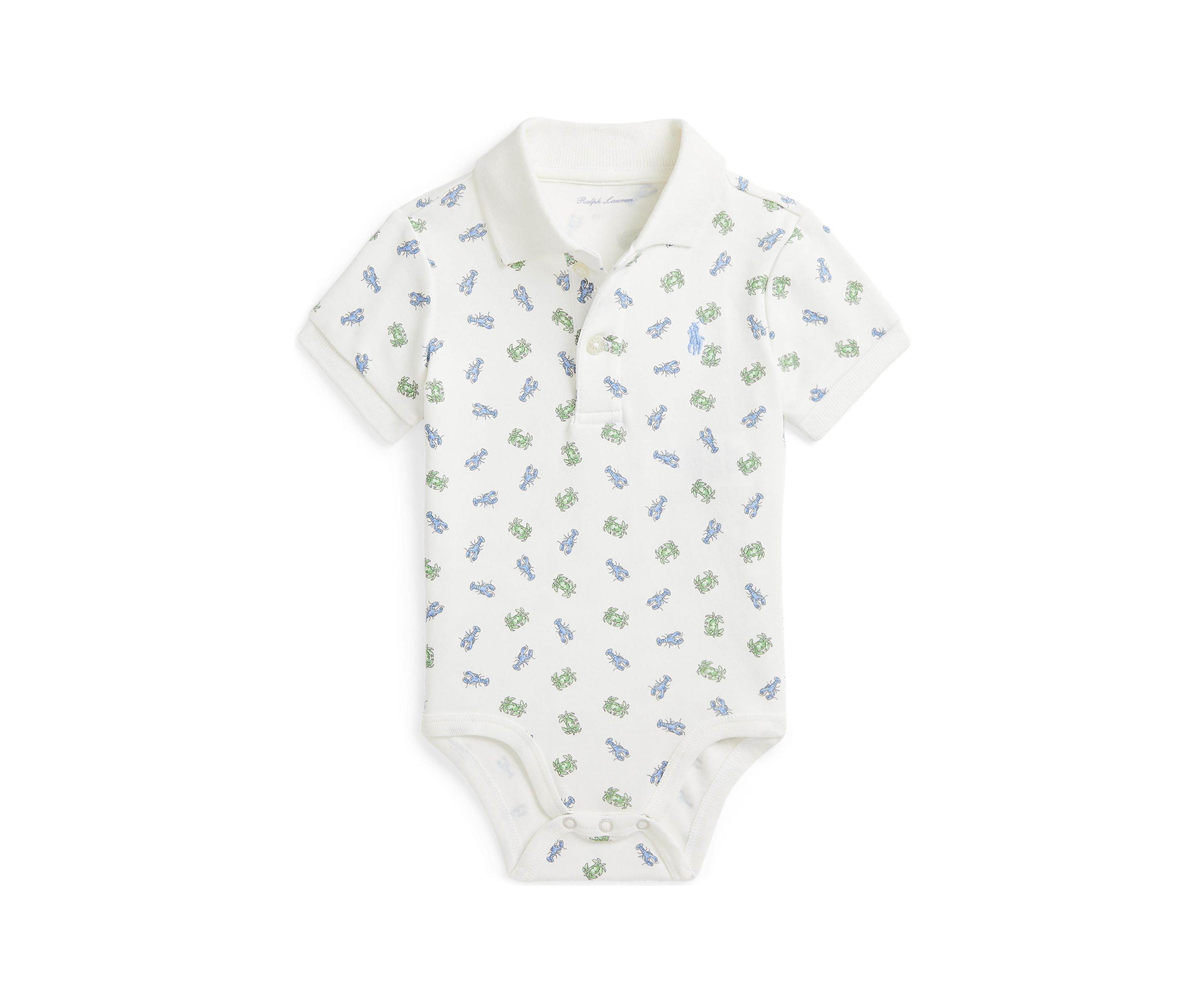 Baby Boys Crab Print Soft Cotton Polo Bodysuit