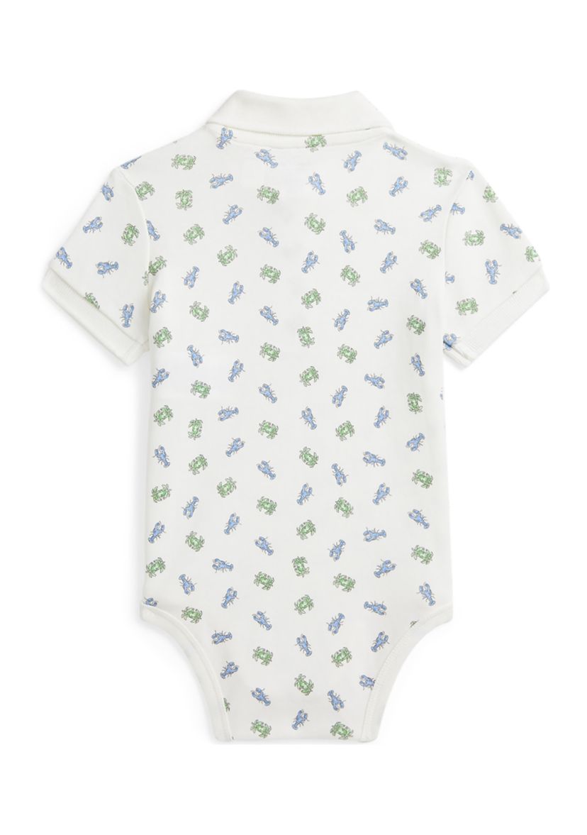Baby Boys Crab Print Soft Cotton Polo Bodysuit