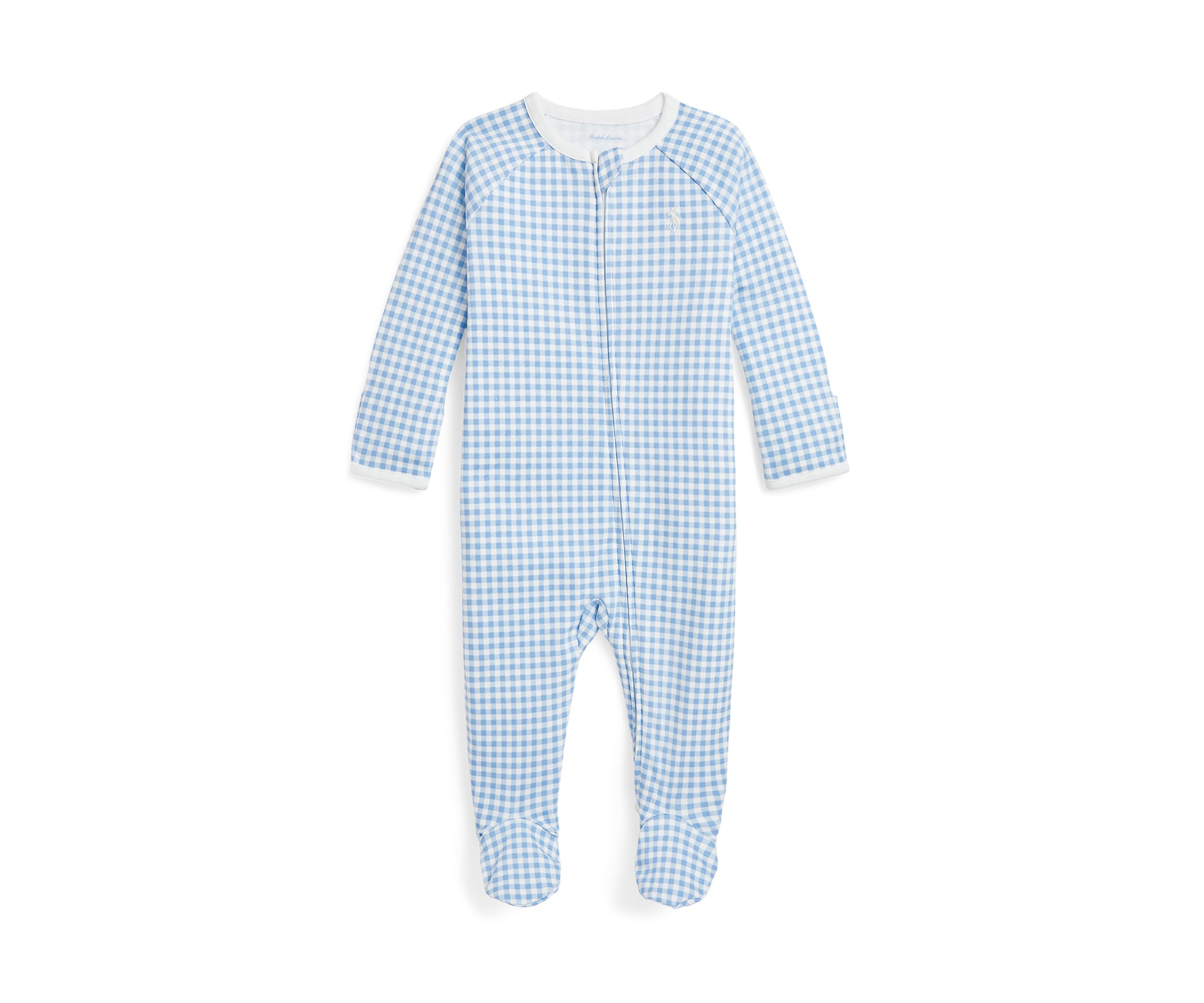 Baby Boys Gingham Printed Cotton Footed Coverall