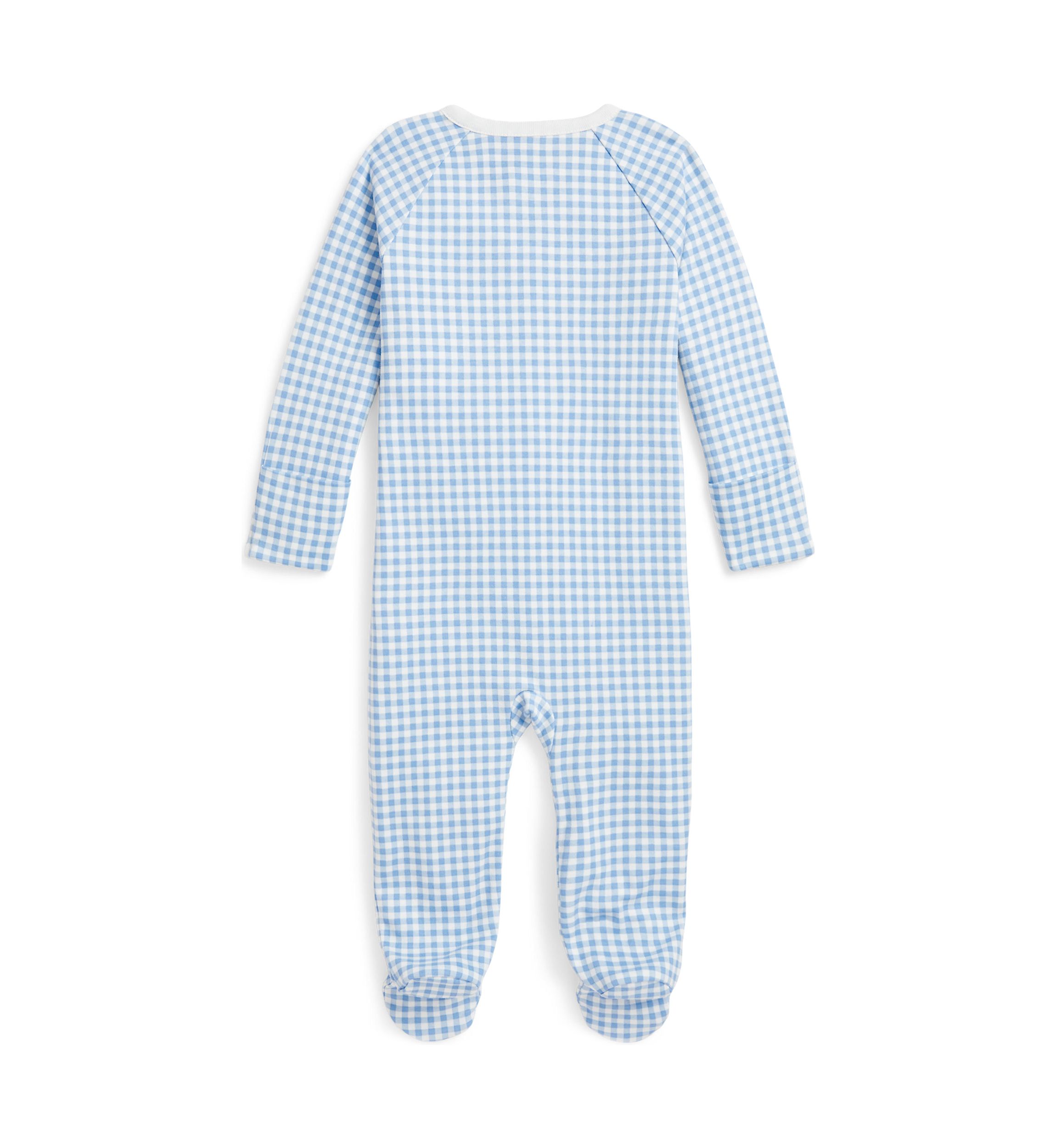 Baby Boys Gingham Printed Cotton Footed Coverall