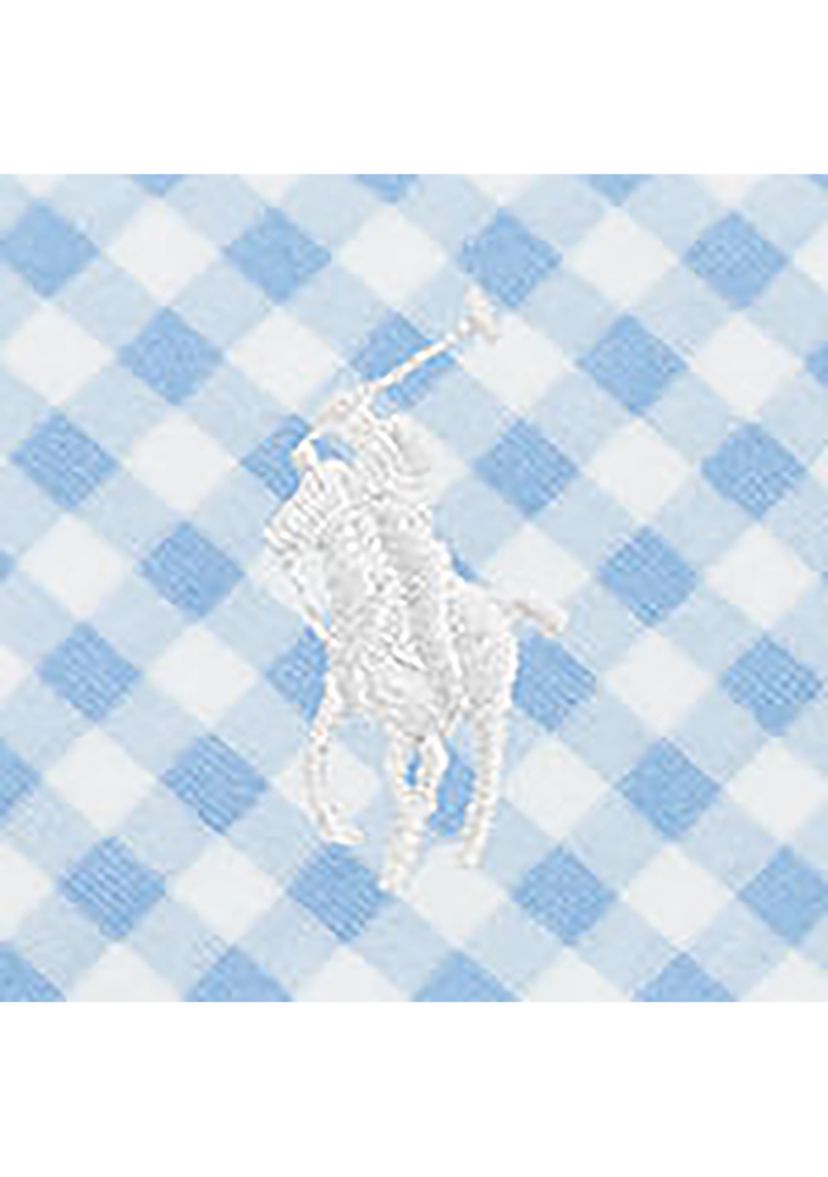 Baby Boys Gingham Printed Cotton Footed Coverall