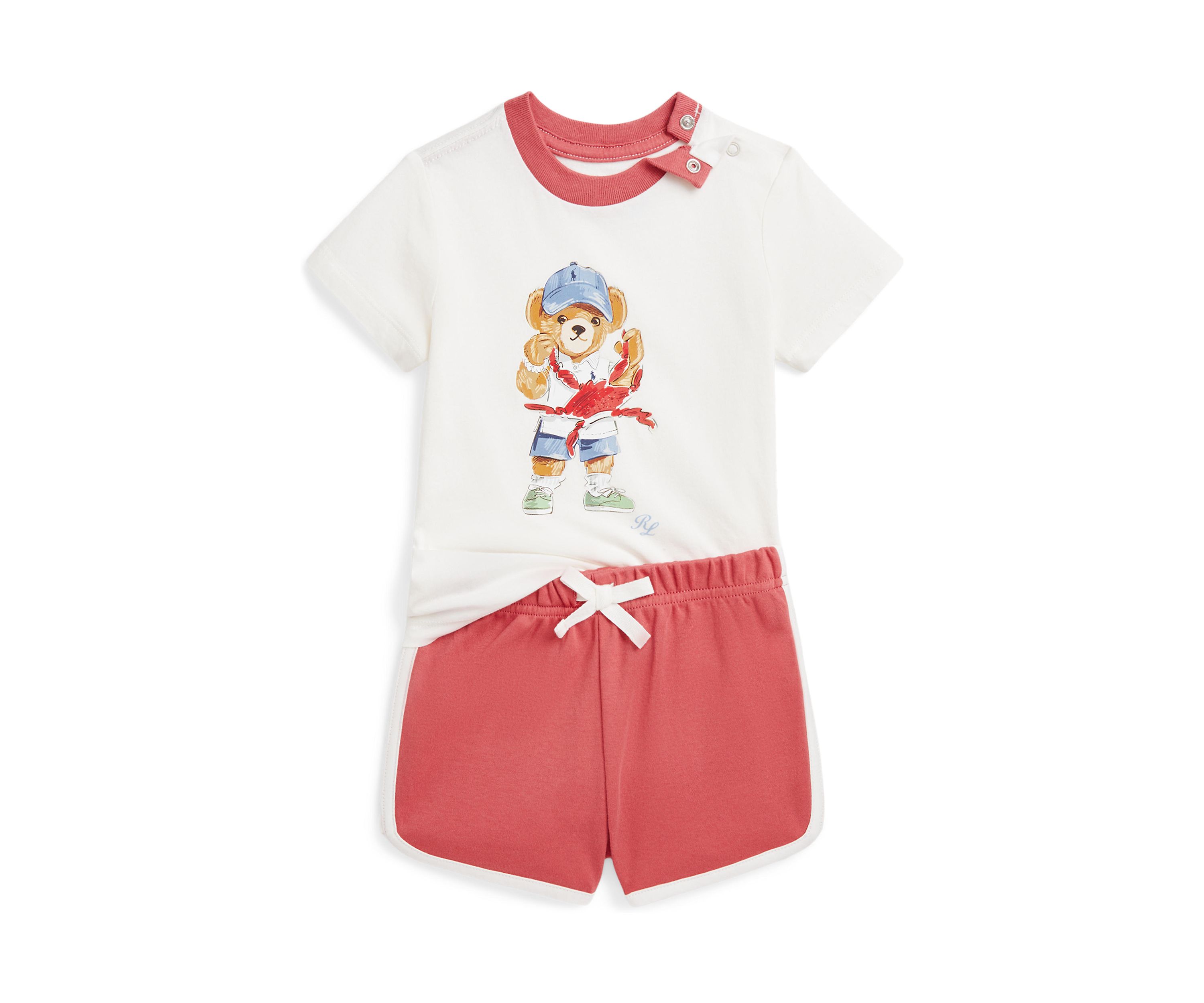 Baby Boys Polo Bear Cotton T-Shirt & Shorts Set