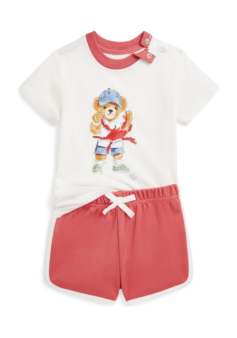Baby Boys Polo Bear Cotton T-Shirt & Shorts Set