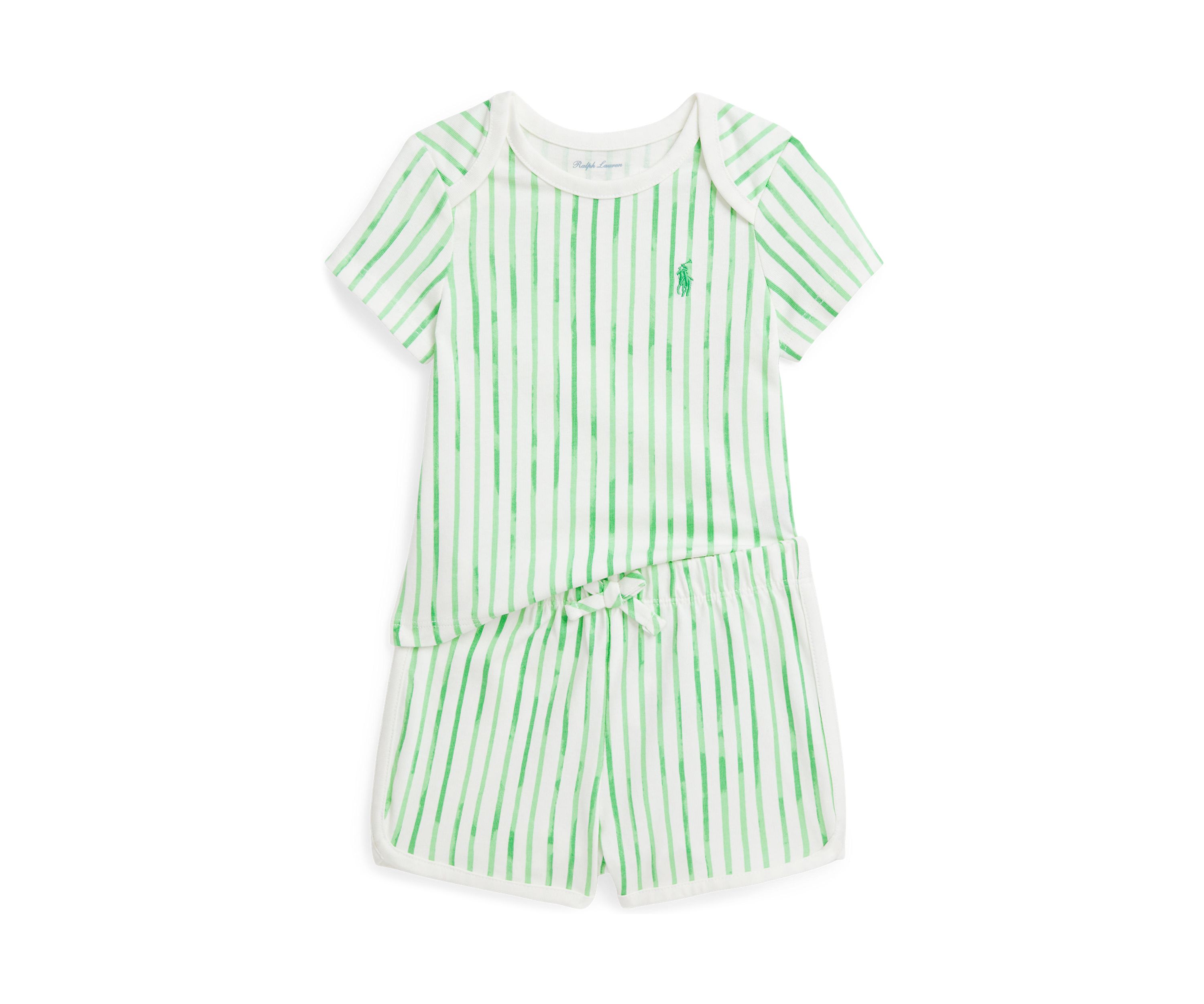 Baby Boys Striped Cotton Jersey T-Shirt & Shorts Set