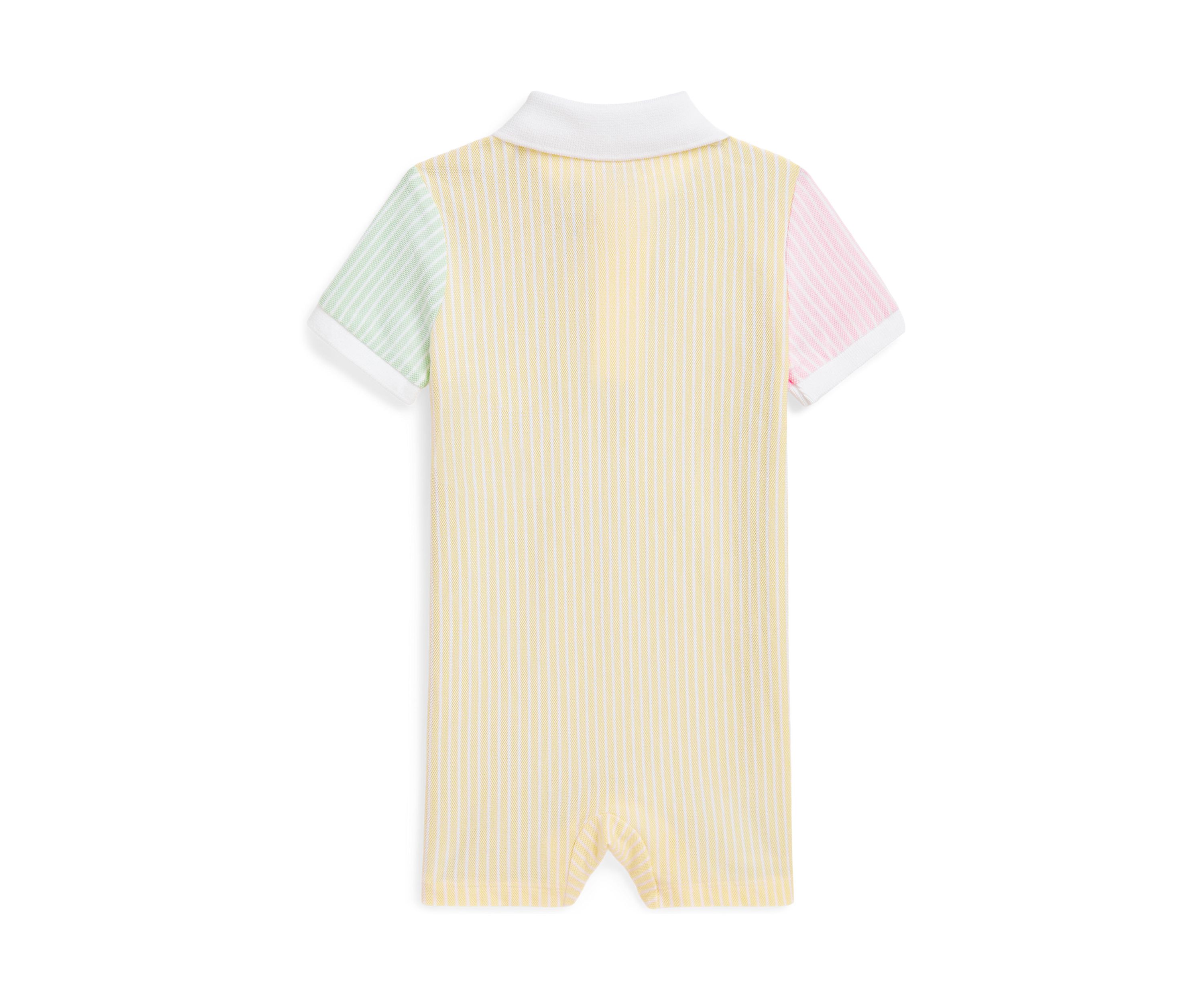 Baby Boys Striped Oxford Mesh Fun Polo Shortall
