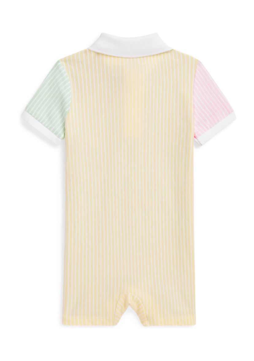 Baby Boys Striped Oxford Mesh Fun Polo Shortall