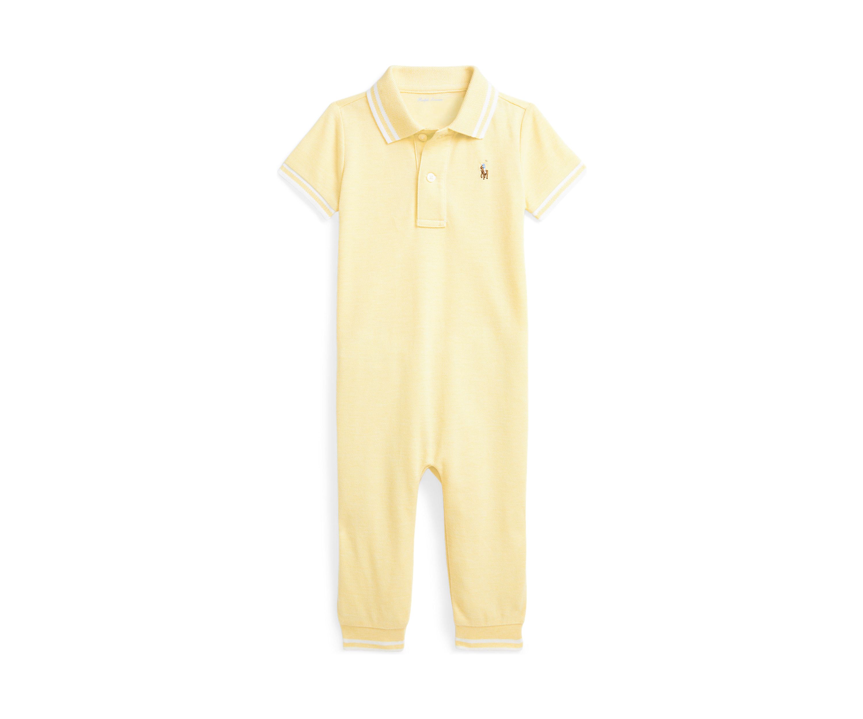 Baby Boys Cotton Oxford Mesh Polo Coverall